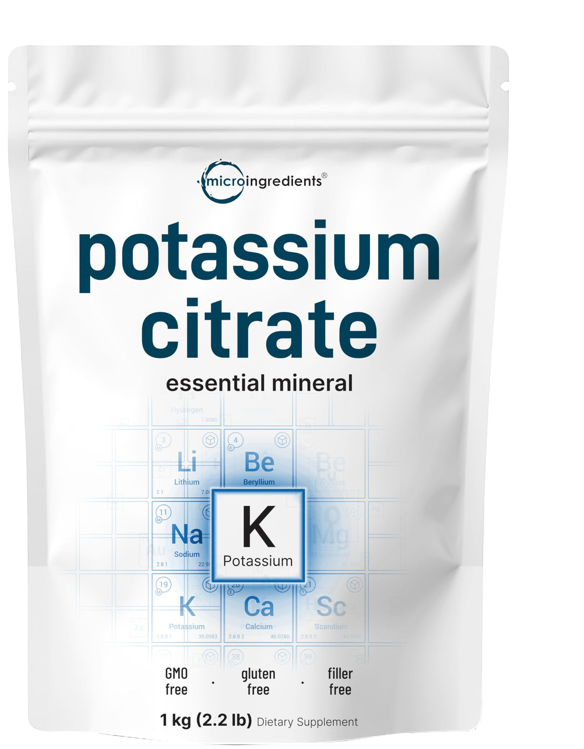Micro Ingredients potassium citrate powder packaging front for hydration support