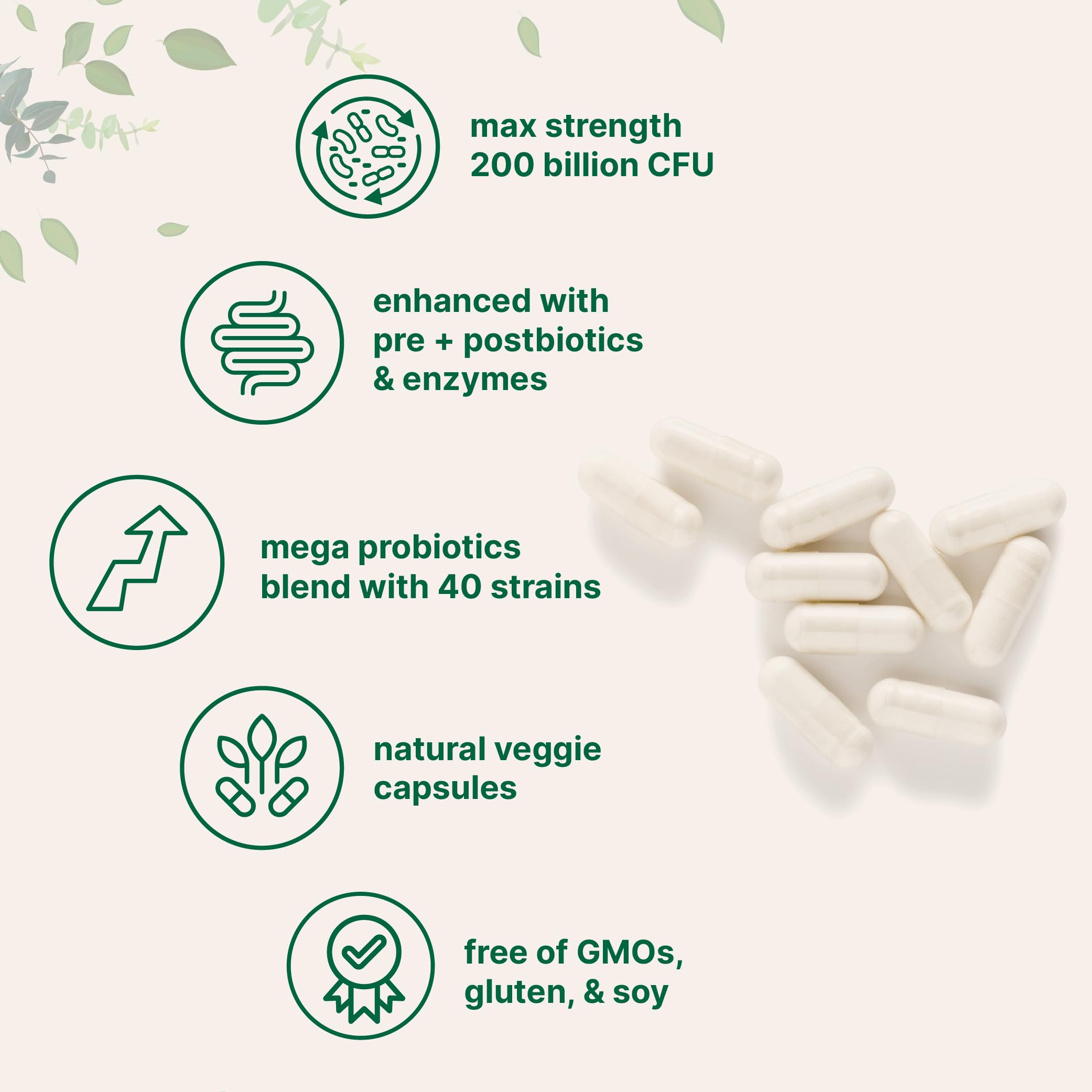 Micro Ingredients Probiotics 40 strains label highlights diverse gut support.