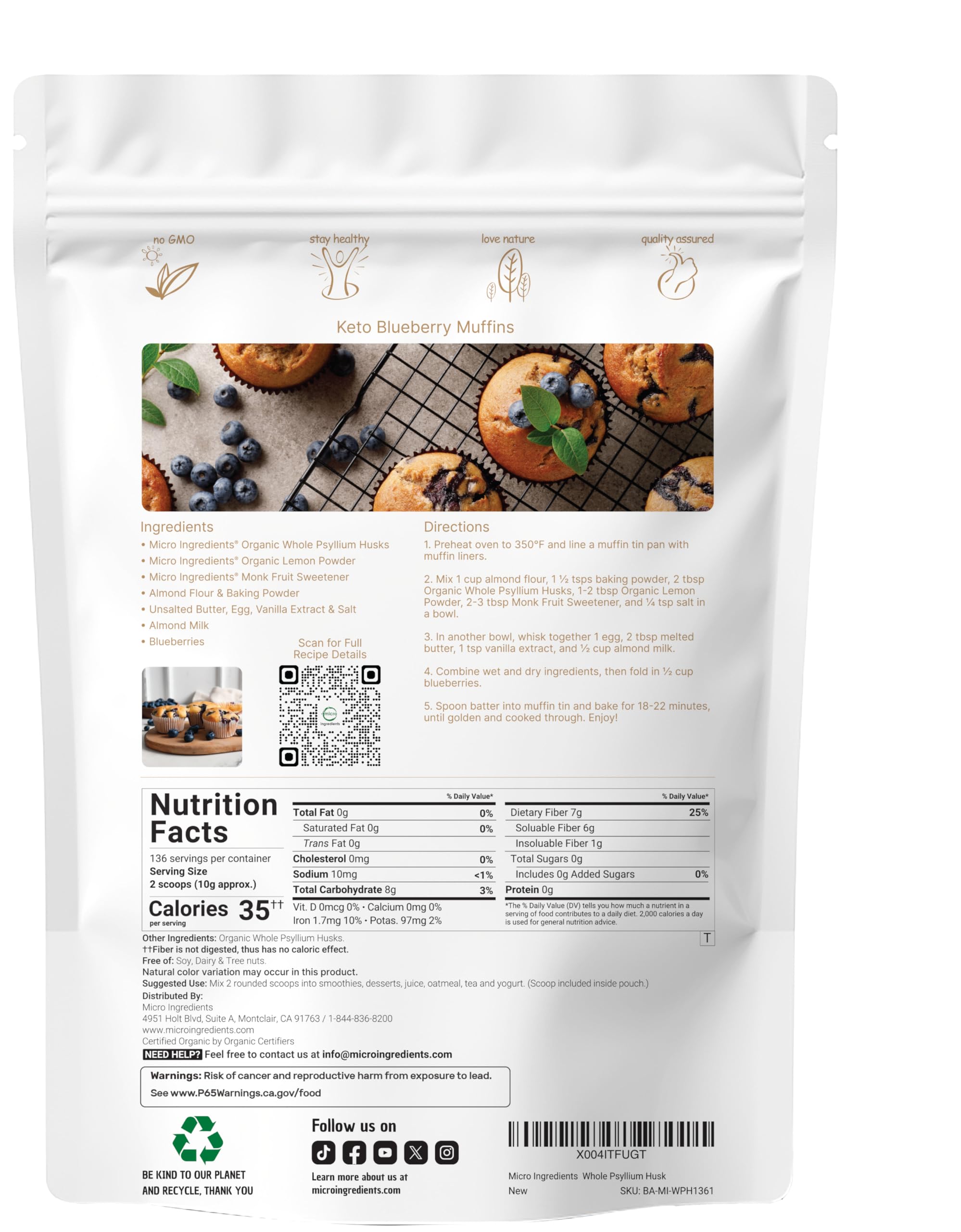 Micro Ingredients psyllium husks real outer-shells closeup highlighting natural texture.