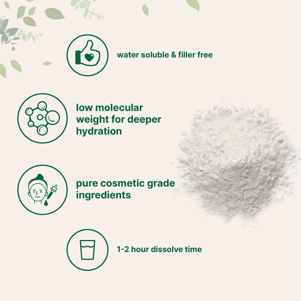 Micro Ingredients Pure Hyaluronic Acid Serum Powder on skin illustrates deep moisture for refreshed complexion.