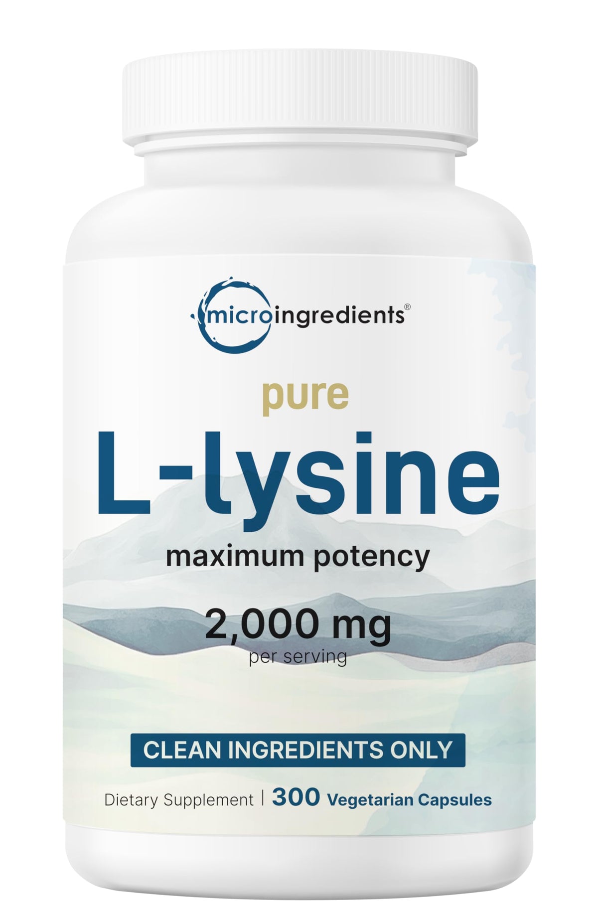 Micro Ingredients Pure L-Lysine bottle front shows high-potency daily amino acid support.