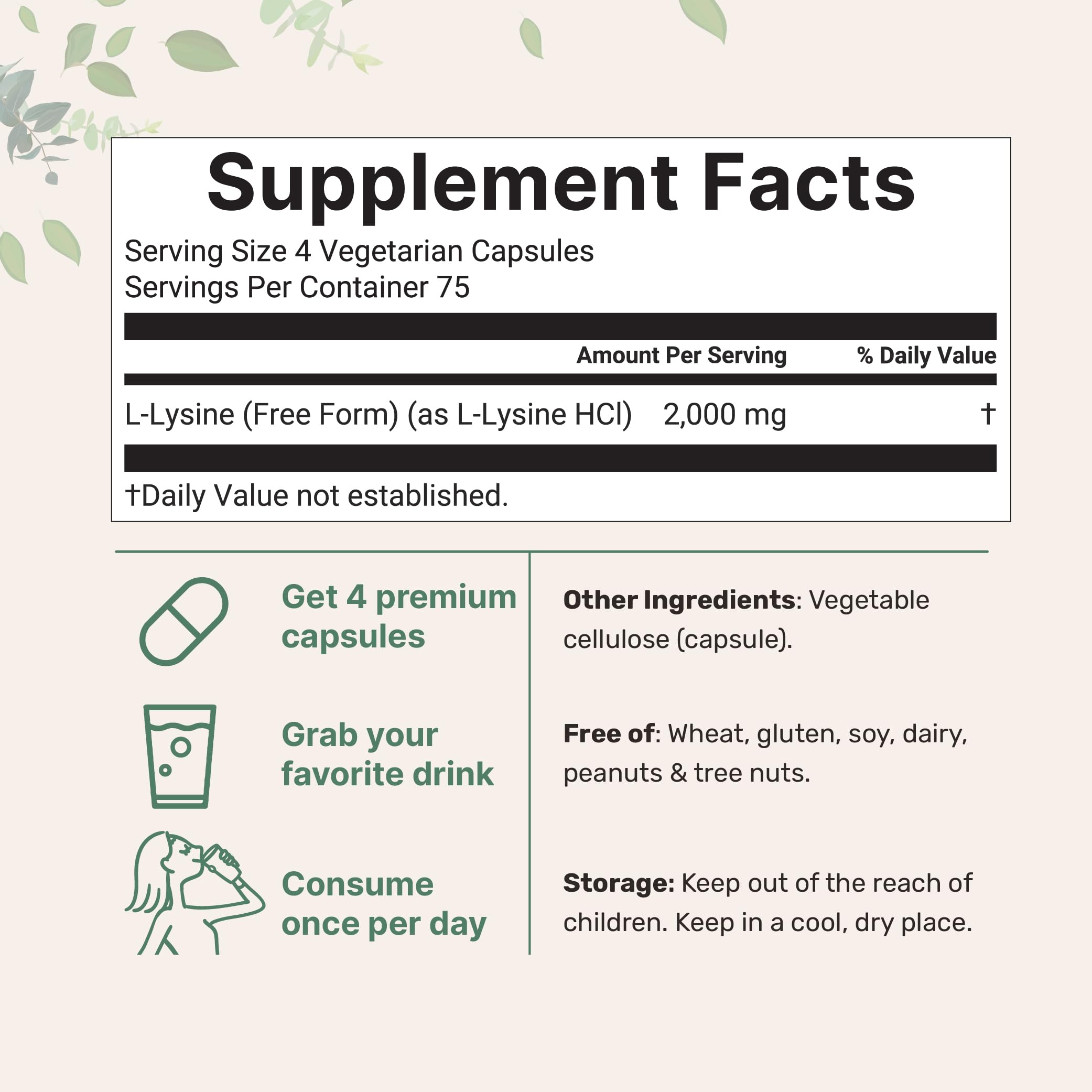 Micro Ingredients Pure L-Lysine capsules closeup highlights clean veggie format for digestion.