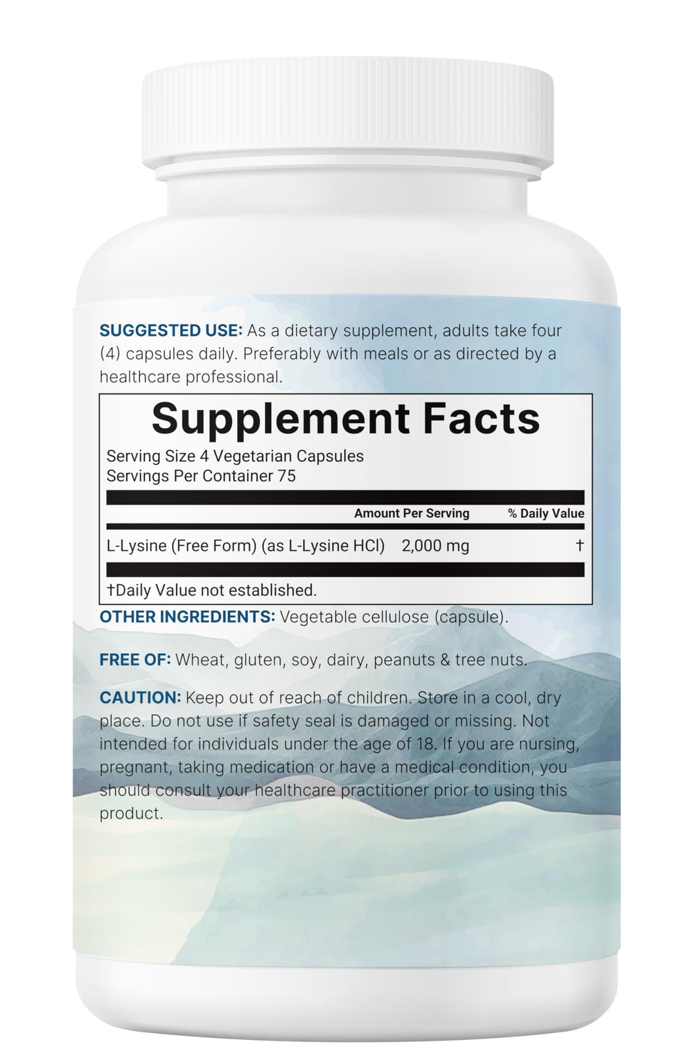 Micro Ingredients Pure L-Lysine veggie capsules arranged for convenient daily dosing.