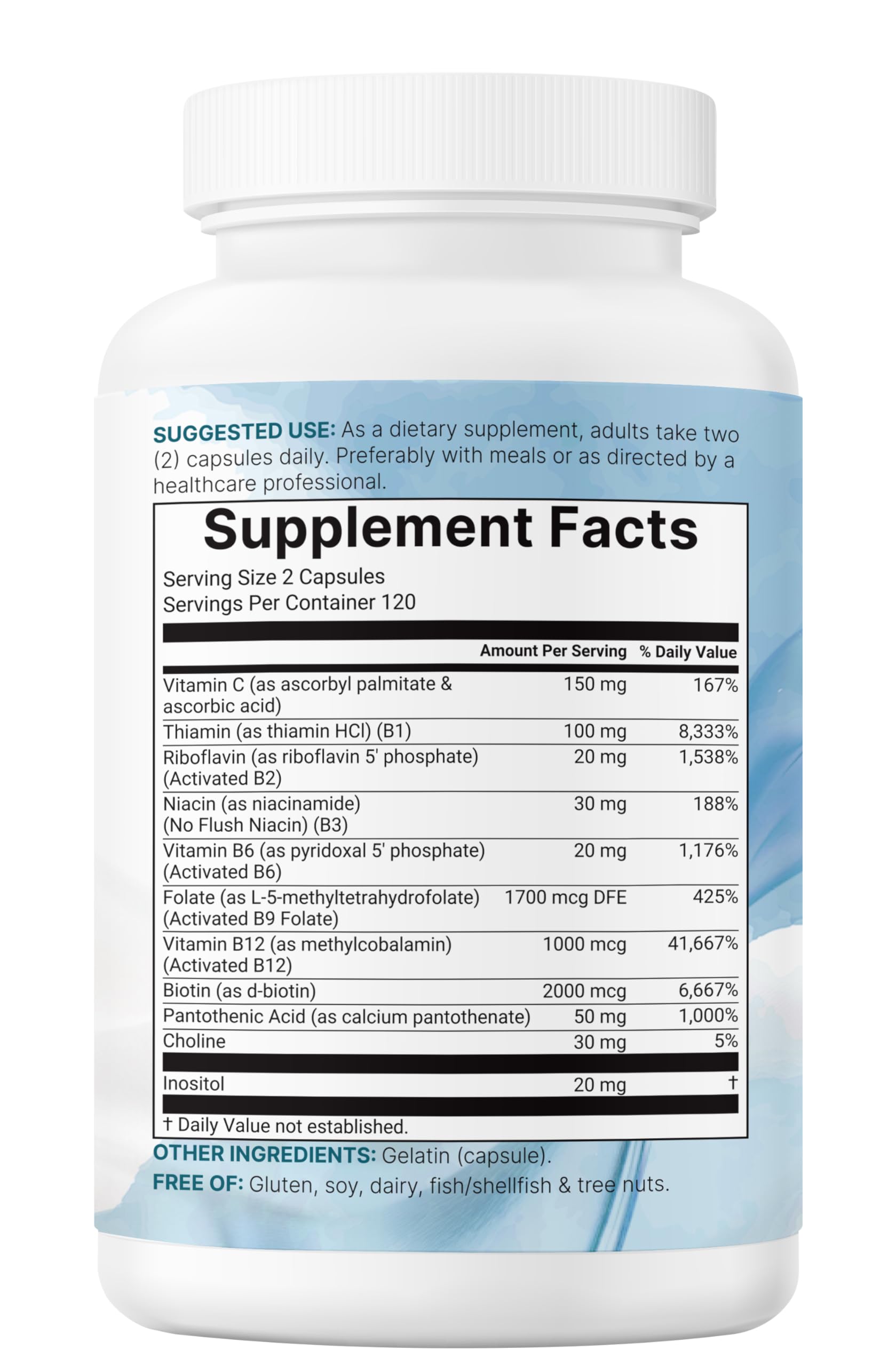 Micro Ingredients Pure Methylated B Complex full-spectrum ingredients list highlighting methylfolate and B vitamins