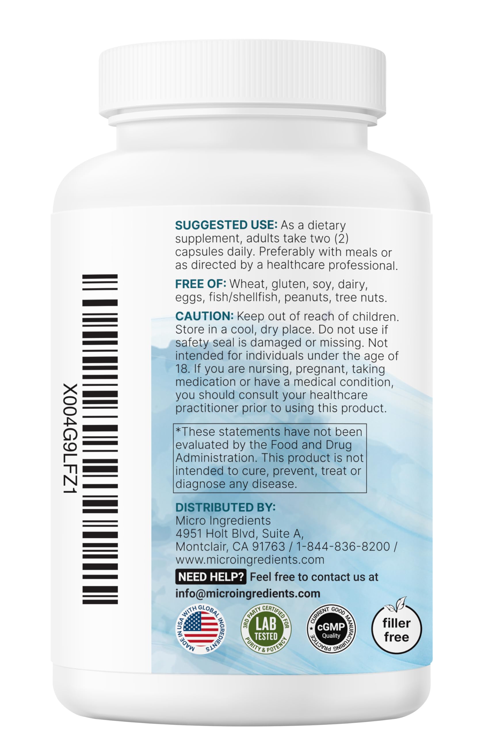 Nutrition facts panel highlights 19 nutrients in formula