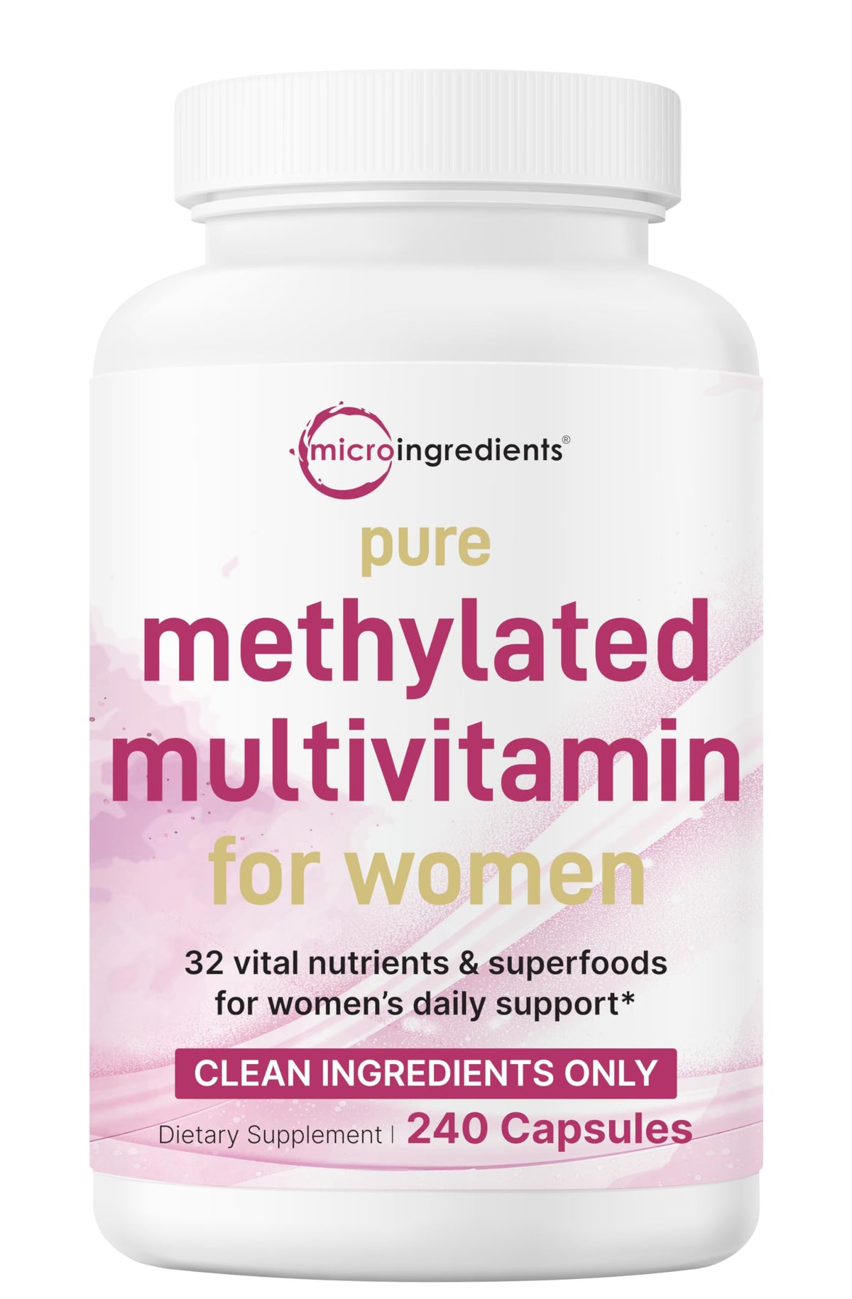 Micro Ingredients Pure Methylated Multivitamin for Women bottle front view for daily wellness