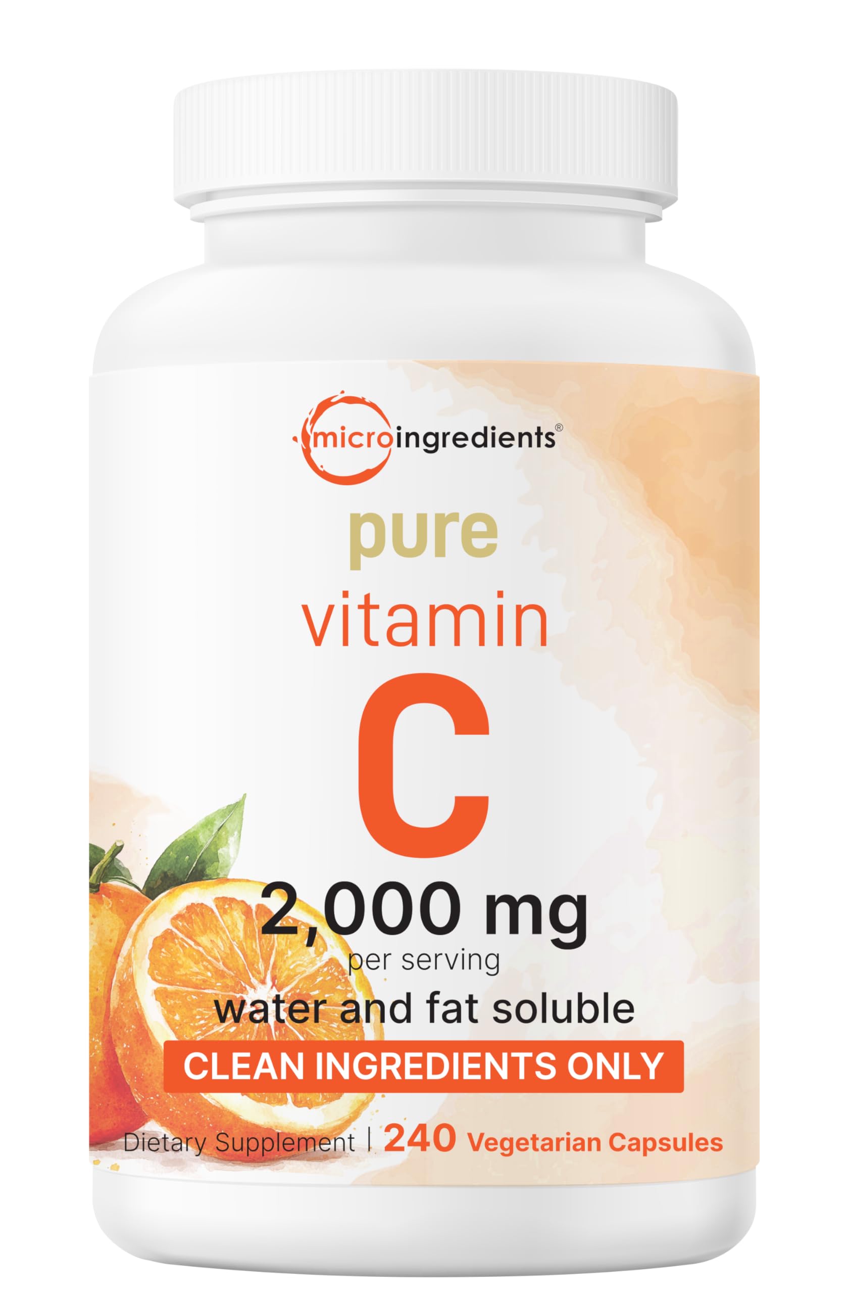 Micro Ingredients Pure Vitamin C bottle front shows high-potency daily immune support formula.