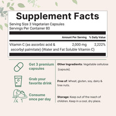 Micro Ingredients Pure Vitamin C capsules close-up highlight veggie capsules and potent profile.