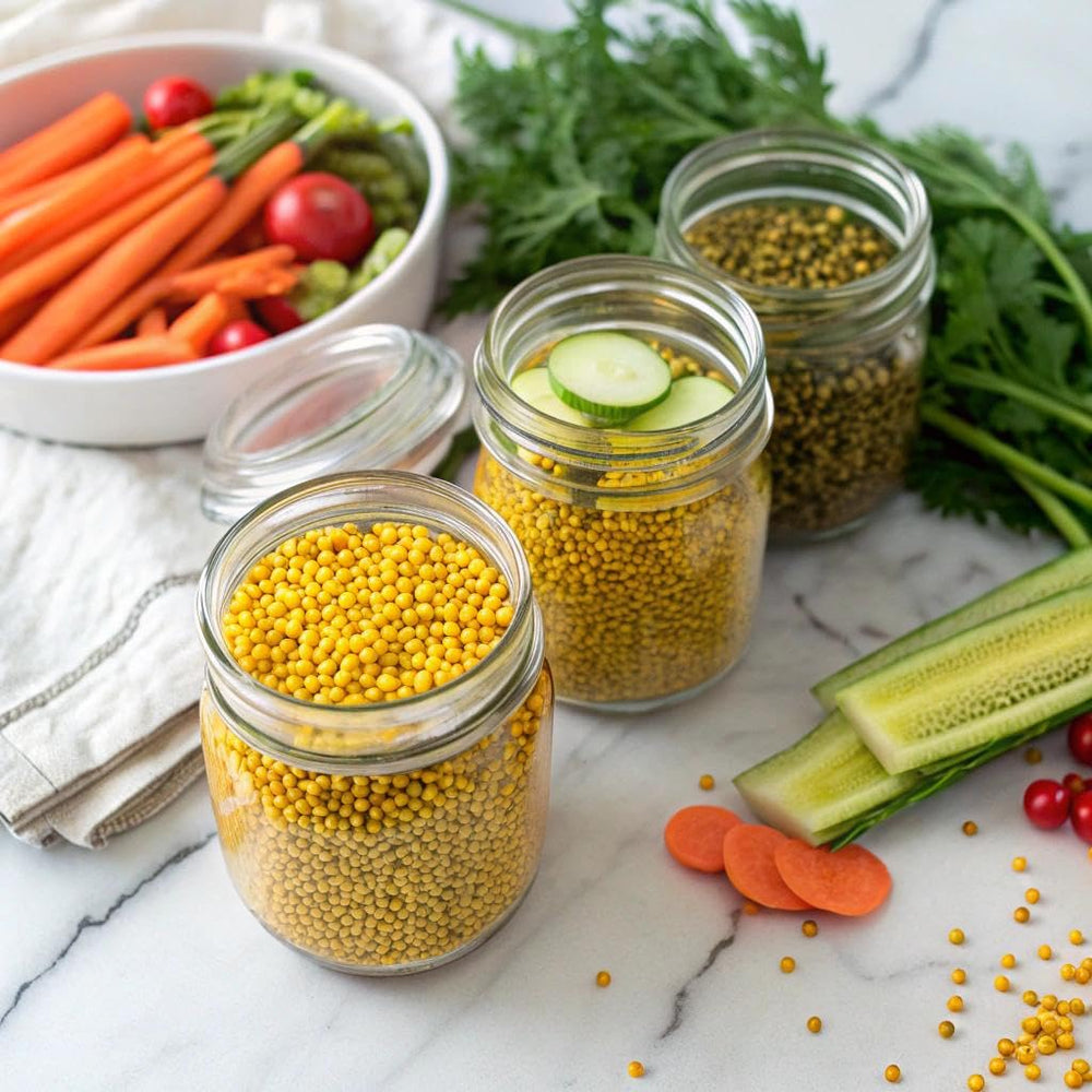 Micro Ingredients raw mustard seeds with mild spice, great for brines and dressings.