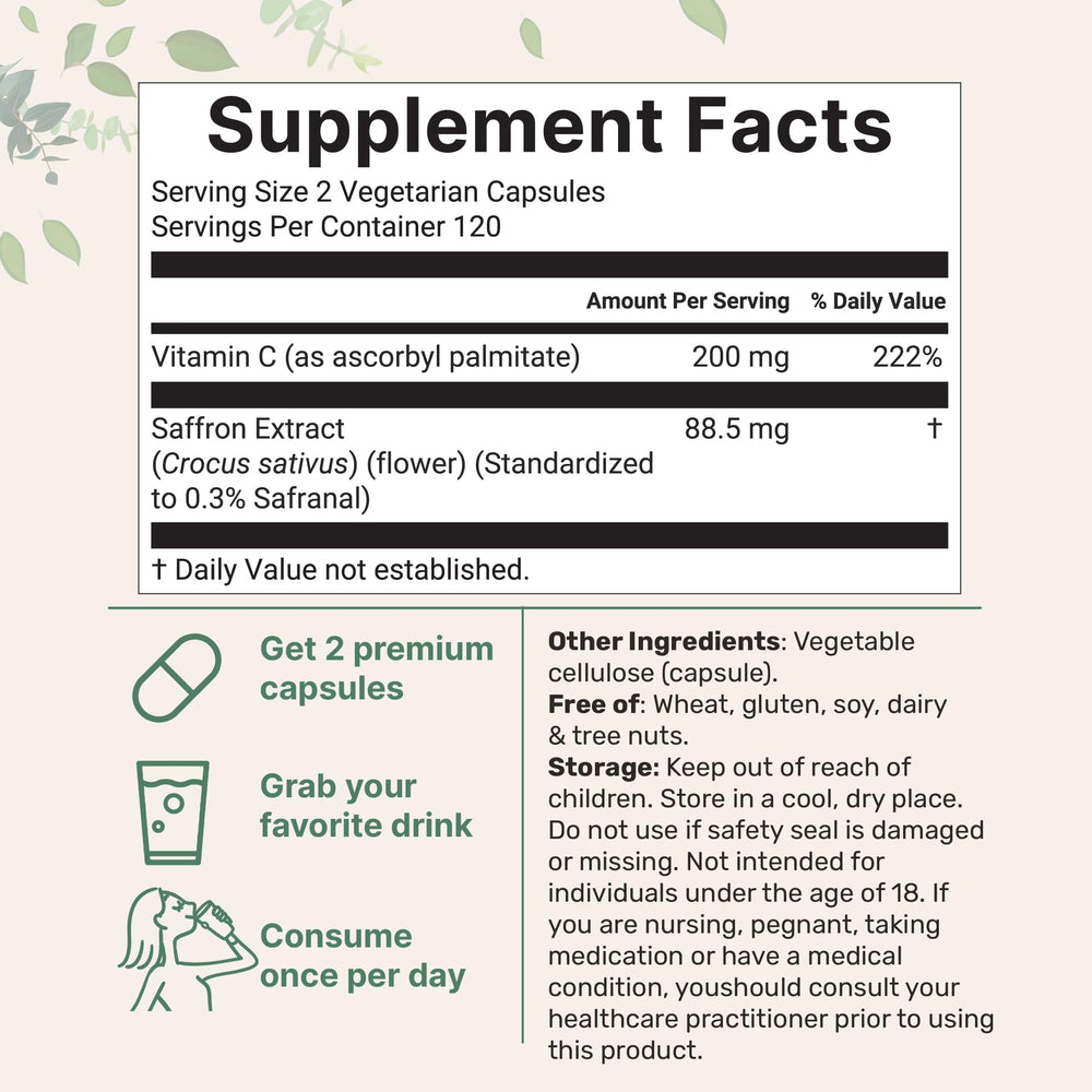 Micro Ingredients saffron capsules pour for easy daily supplementation and mood support.