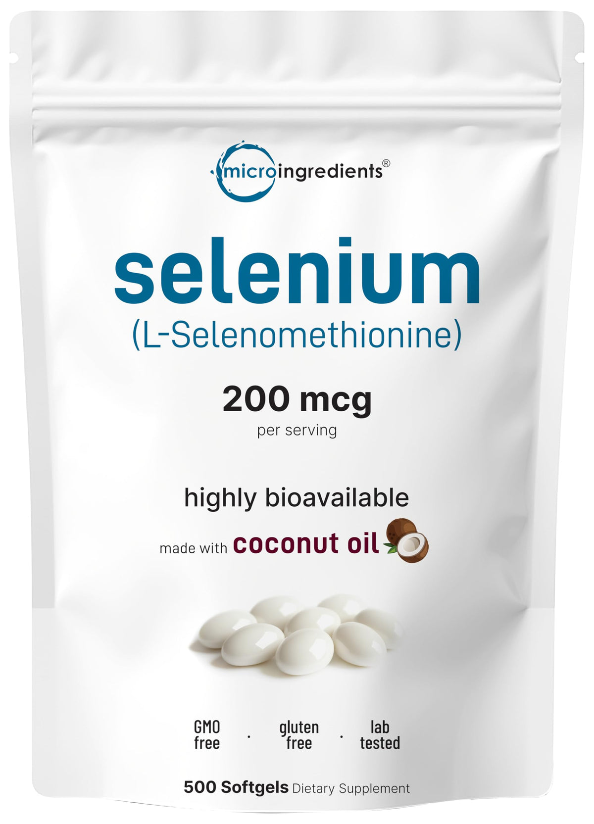 Micro Ingredients Selenium softgels bottle for convenient daily antioxidant support