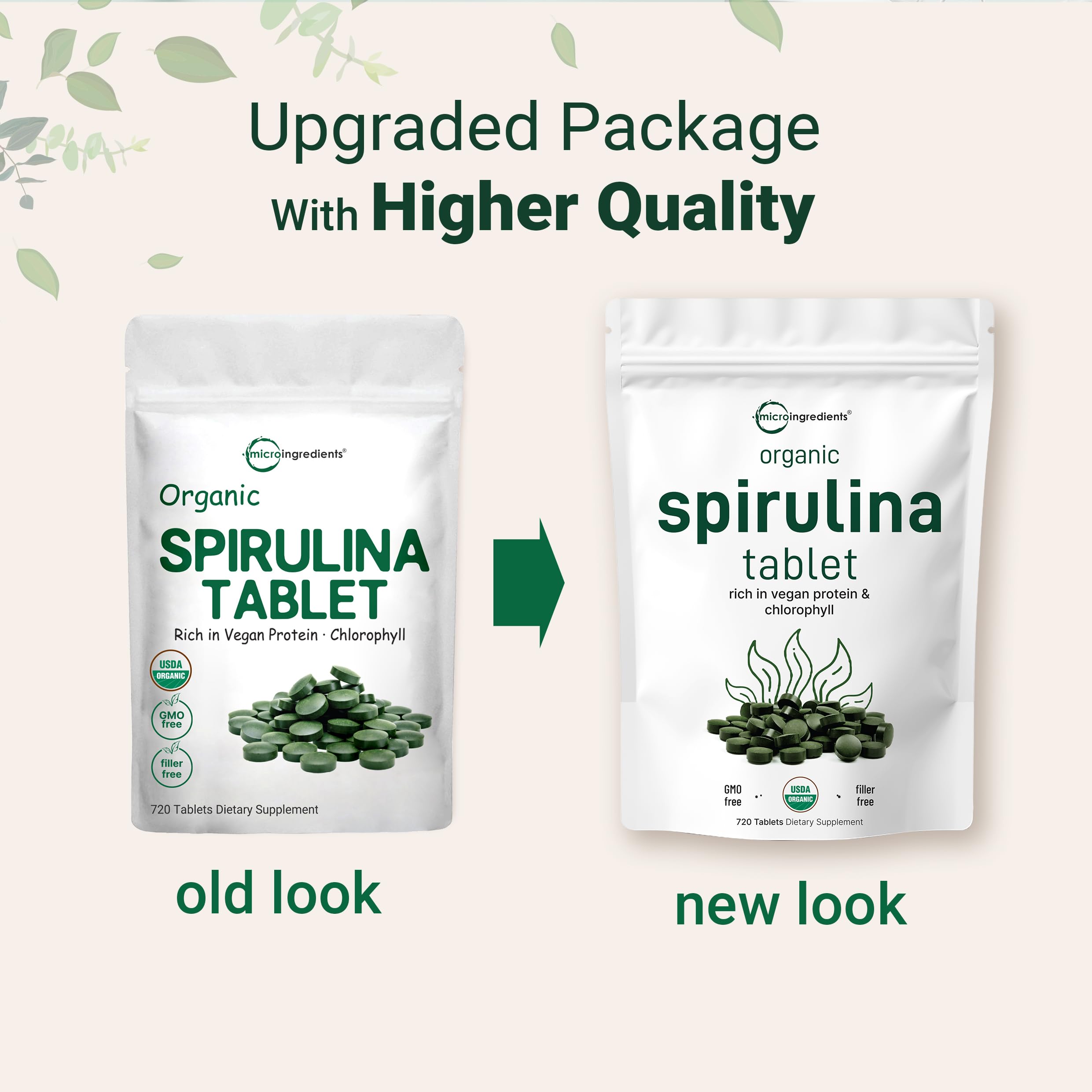 Micro Ingredients spirulina bottle with USDA Organic label for clean sourcing