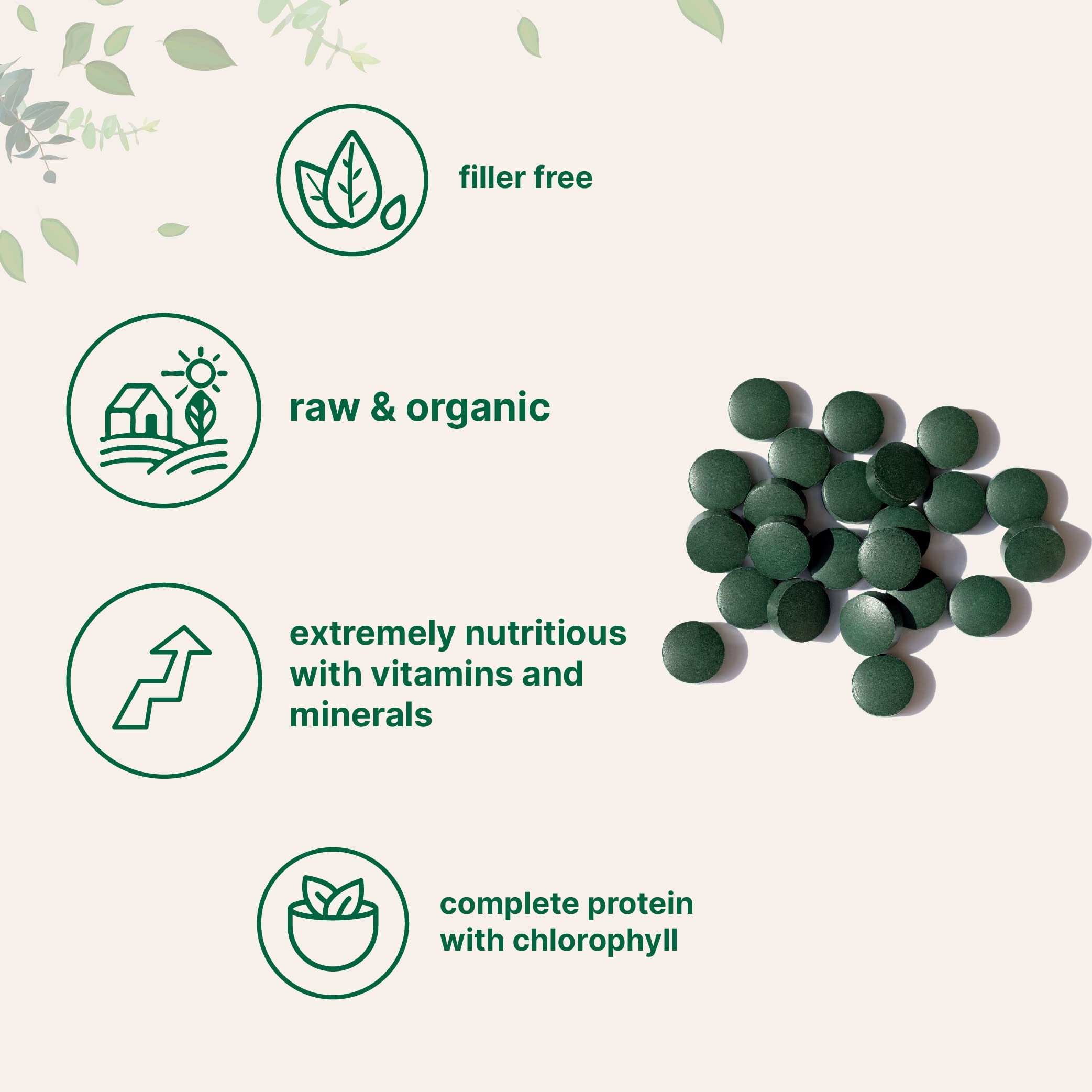 Micro Ingredients spirulina nutrition facts panel shows vitamins and minerals