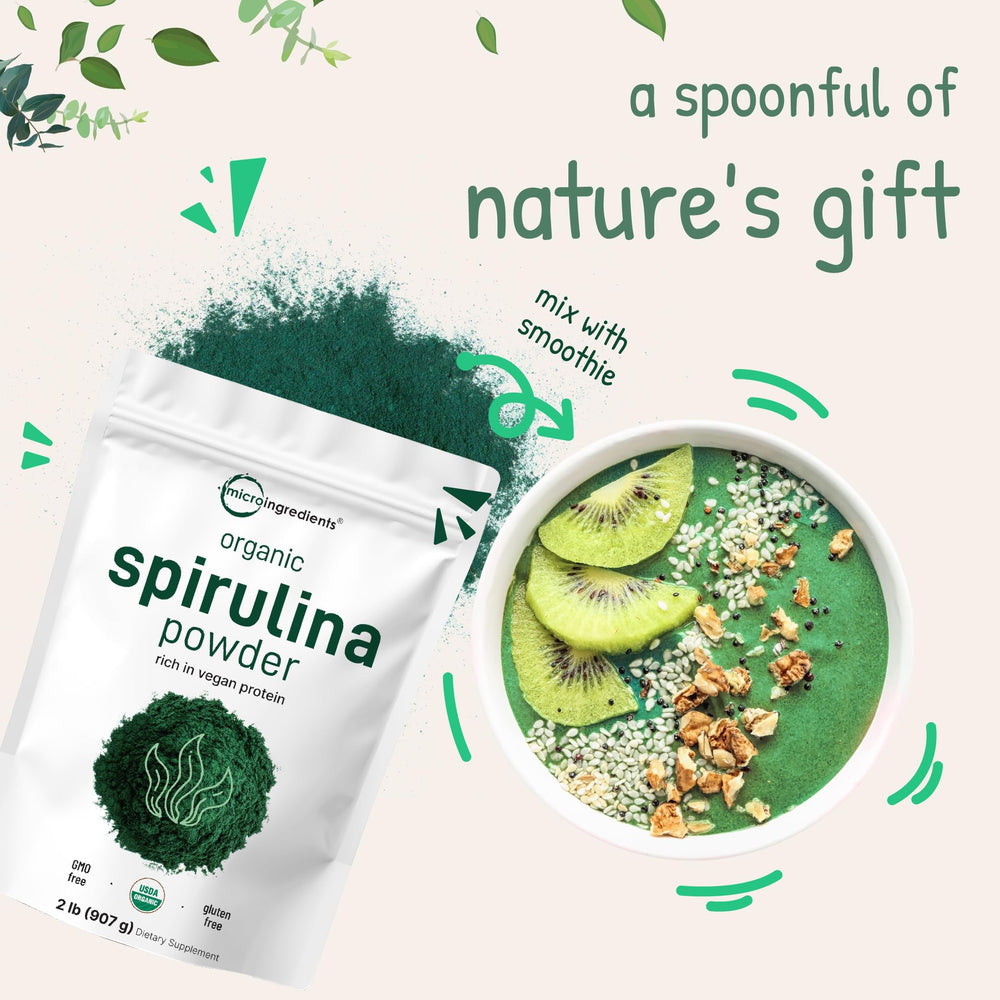 Micro Ingredients spirulina powder close-up reveals natural color and texture
