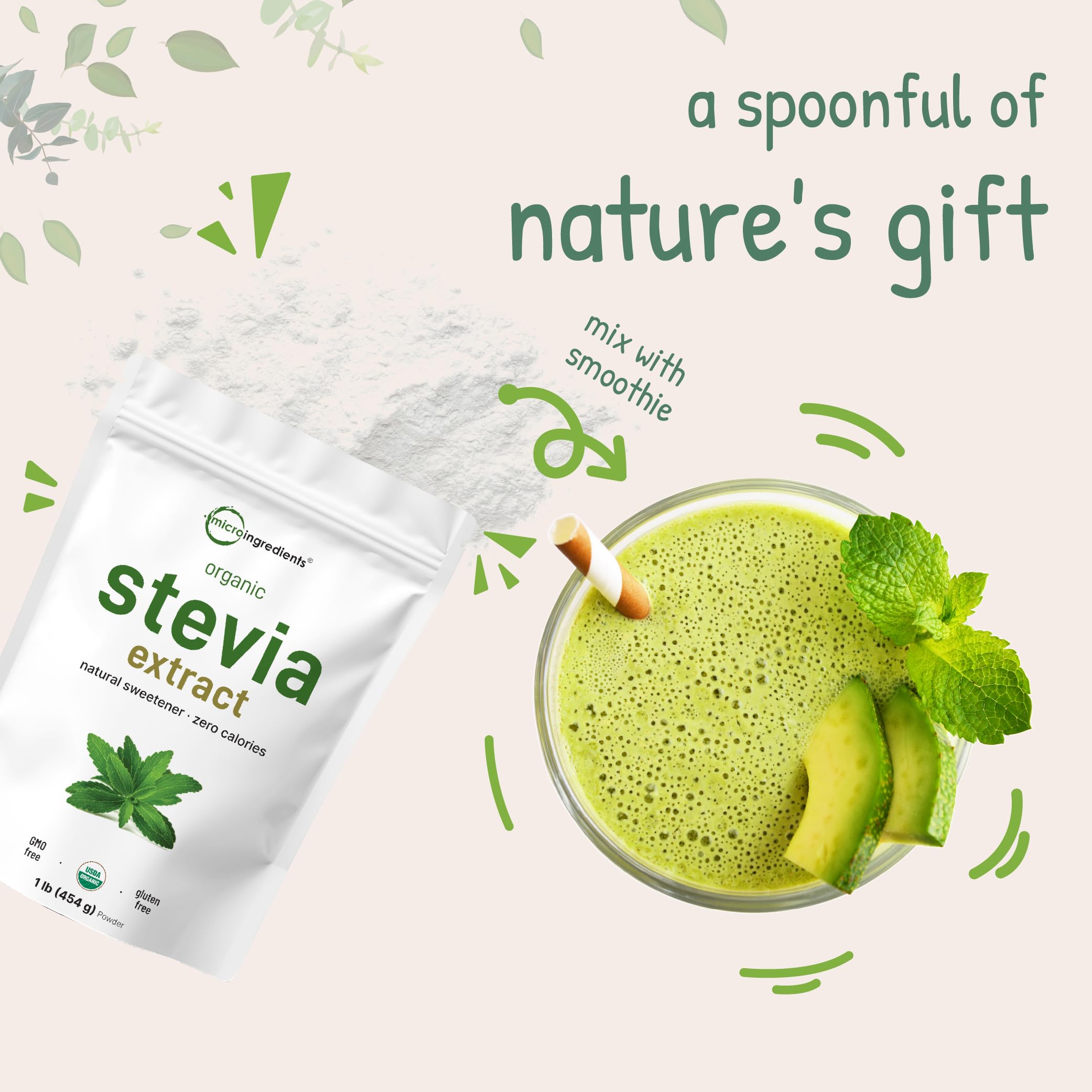 Micro Ingredients Stevia Powder zero calories and gluten free