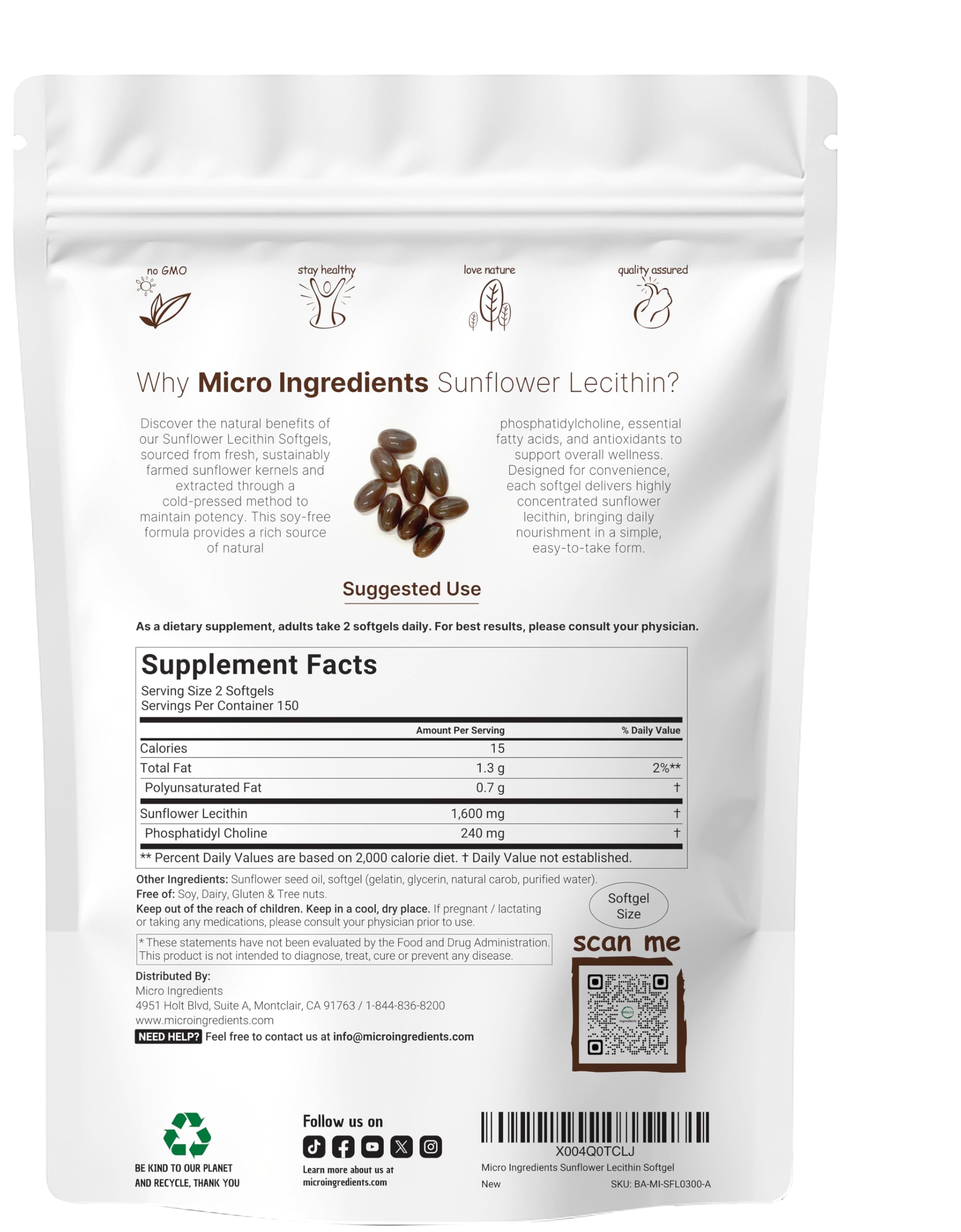 Micro Ingredients softgels pack delivers 1,600mg per serving for daily use.