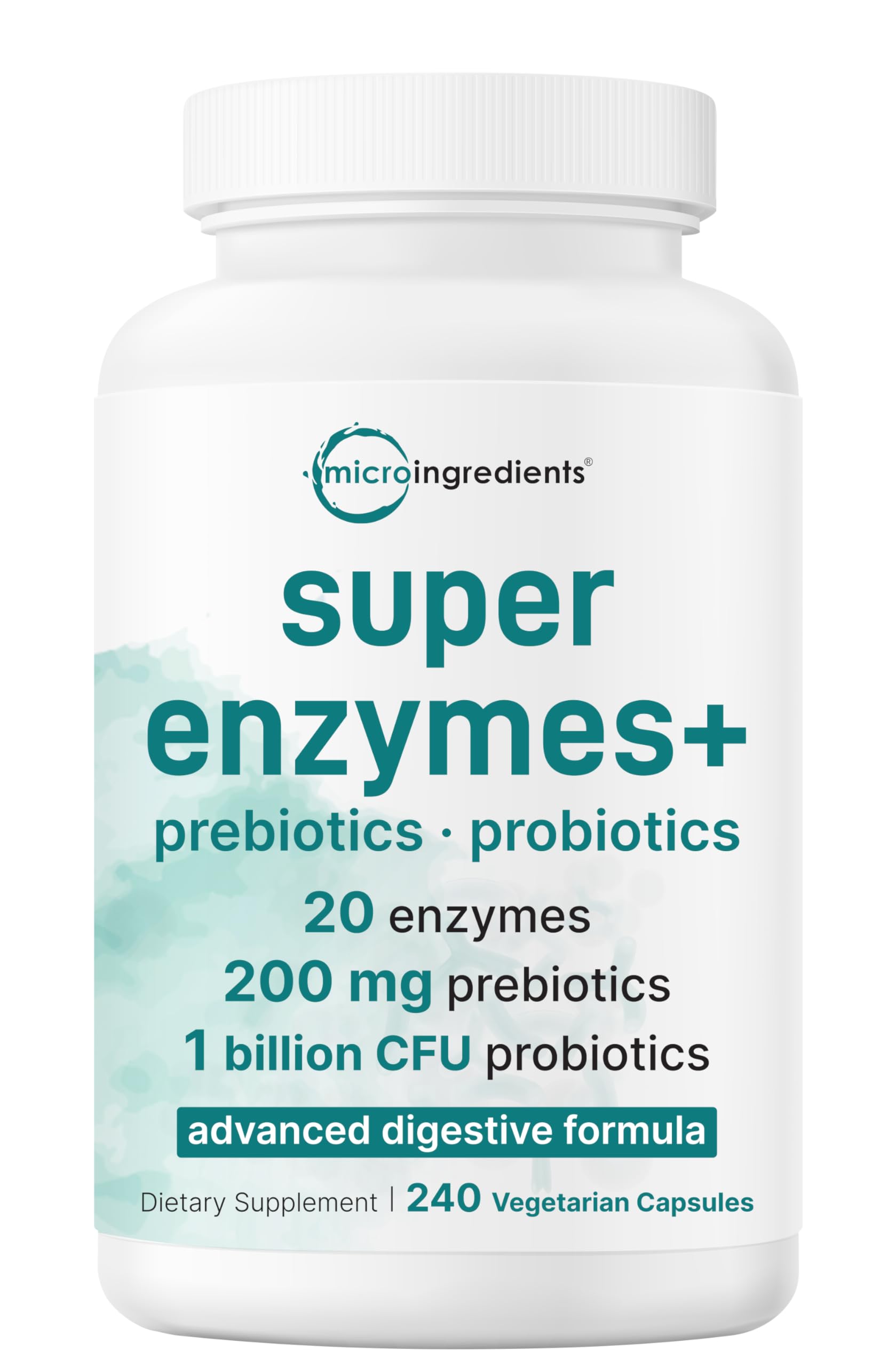 Micro Ingredients Super Enzymes bottle close-up for digestive support
