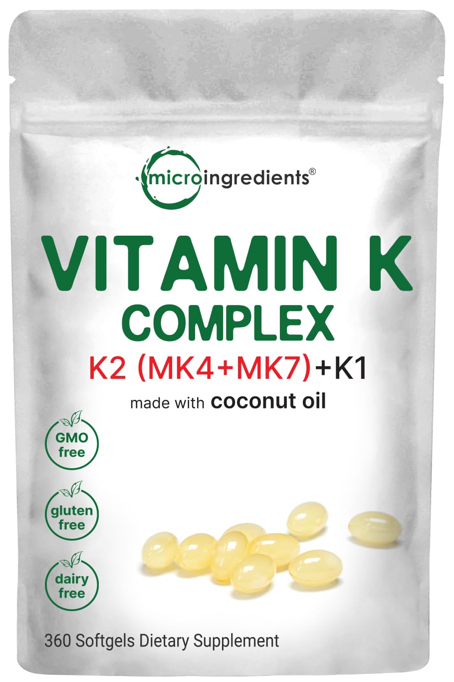 Micro Ingredients Super Vitamin K Complex bottle with softgels for daily K support