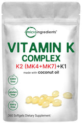 Micro Ingredients Super Vitamin K Complex bottle with softgels for daily K support