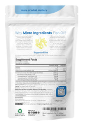 Micro Ingredients Supreme Omega-3 softgels close-up showing burpless, easy-to-swallow design.