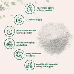 Unflavored Taurine Powder blends easily into beverages with no noticeable taste.