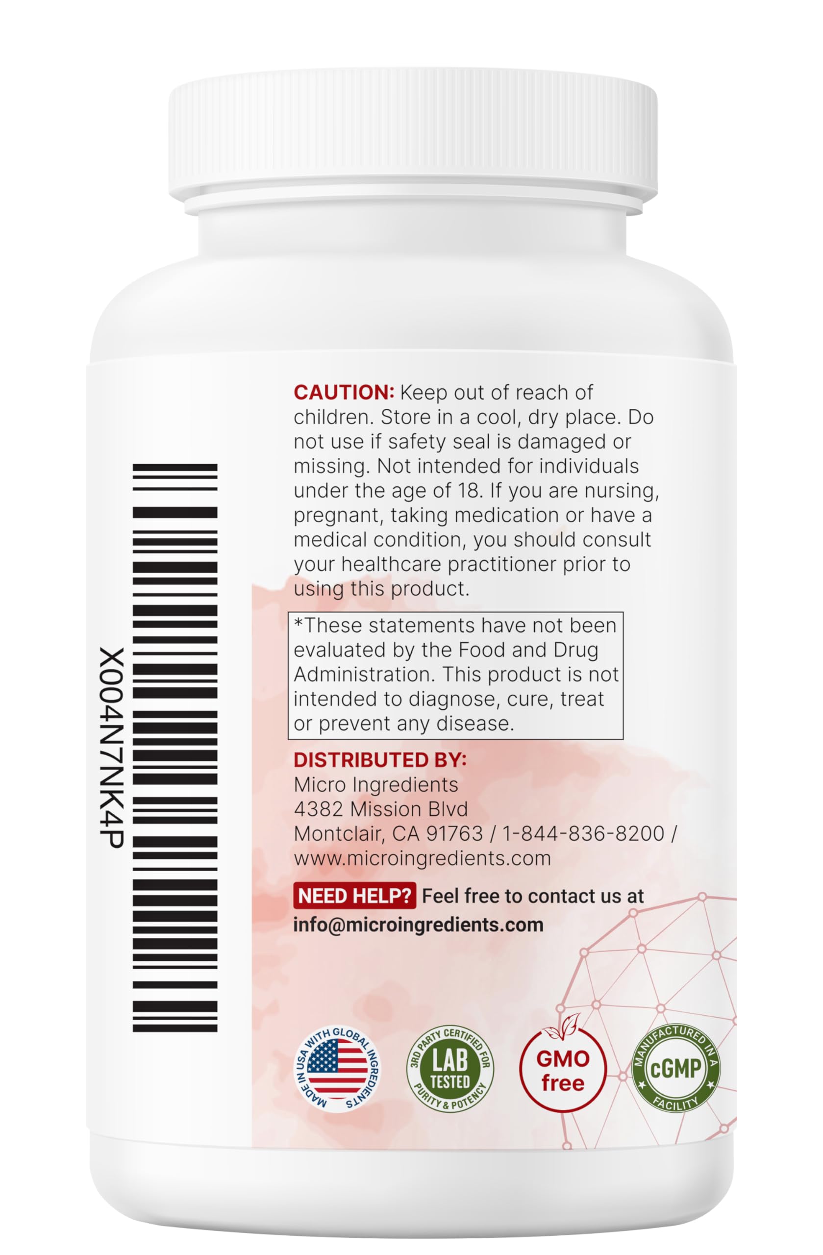 Micro Ingredients third-party lab tested label ensuring safety and potency.
