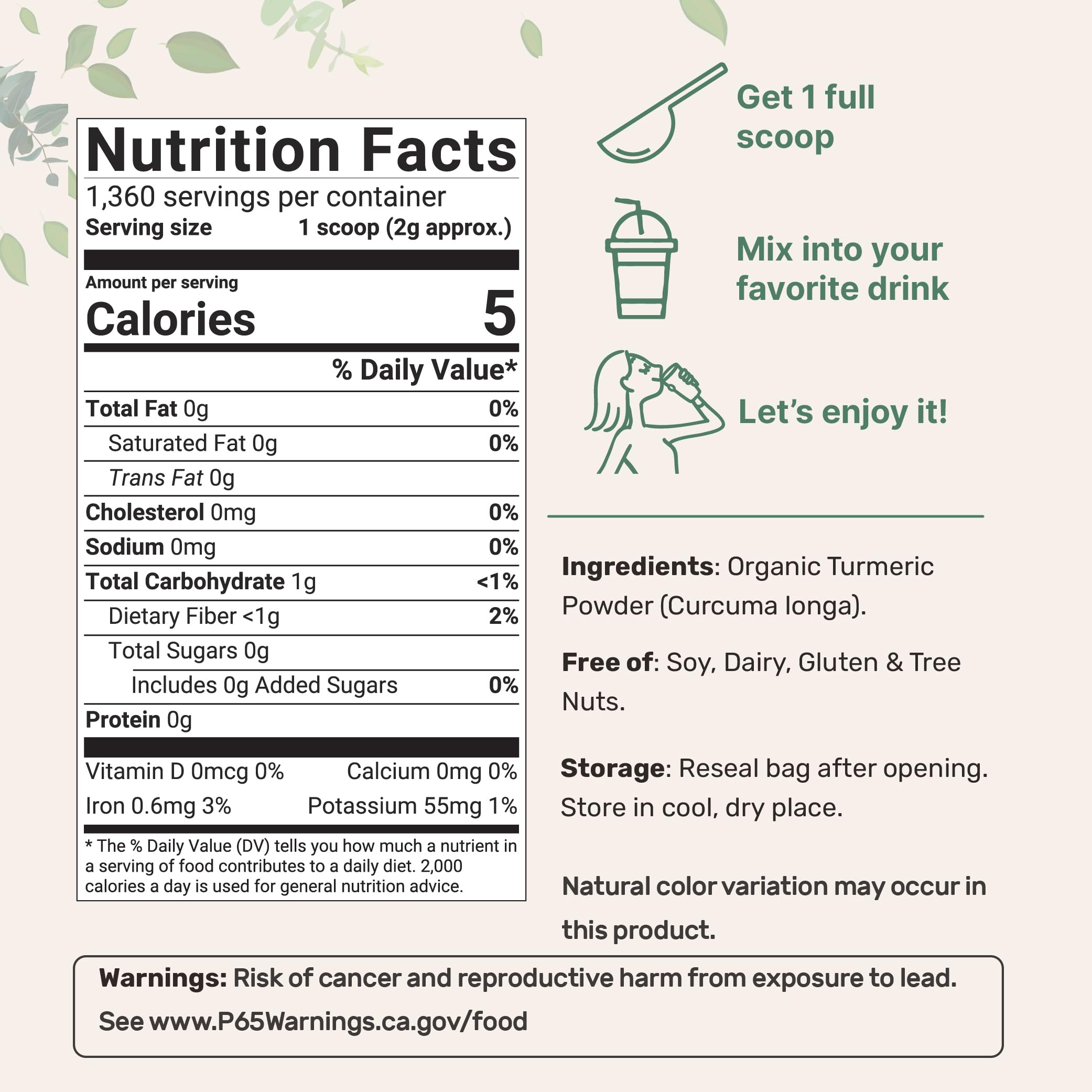 Micro Ingredients turmeric powder scoop into smoothie for earthy flavor