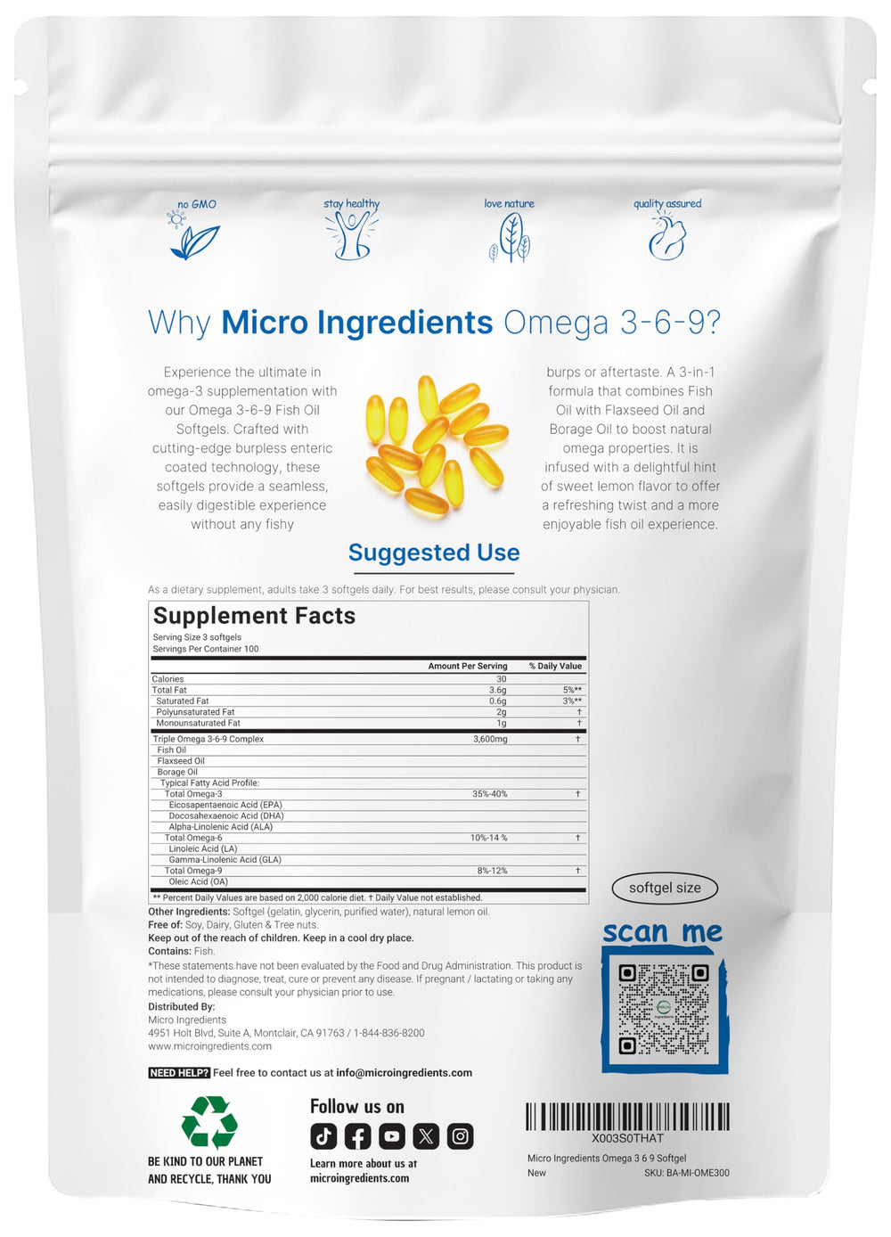 Micro Ingredients burpless softgels with easy digestion and minimal aftertaste