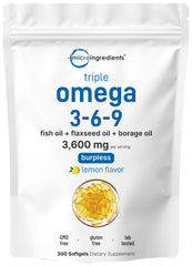 Micro Ingredients Ultra Omega 3-6-9 lemon bottle for daily omega intake