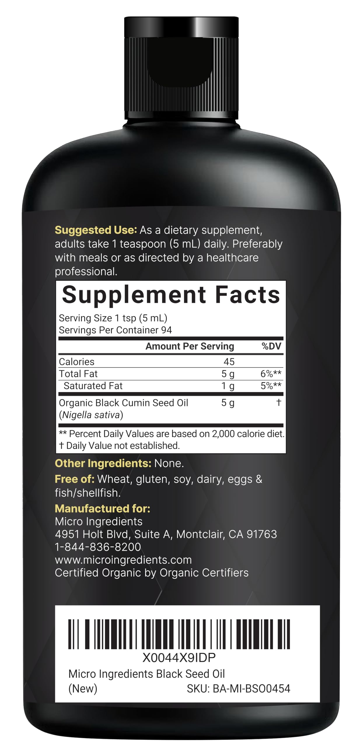 Micro Ingredients bottle with USDA organic seal highlighting clean, non-GMO source.
