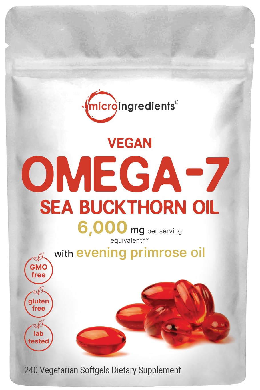Micro Ingredients Sea Buckthorn Oil bottle showing 6000mg formula for daily support