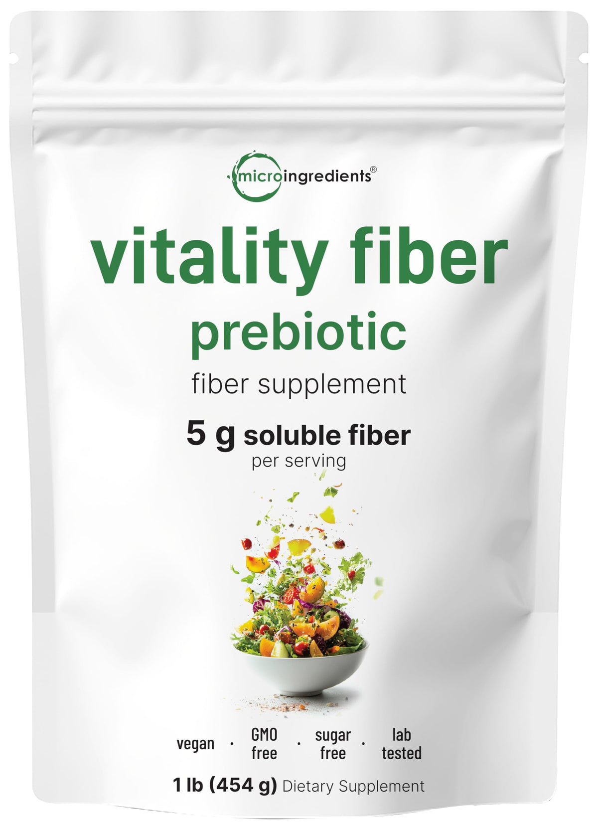 Micro Ingredients Vitality Fiber Powder bottle for daily prebiotic fiber support