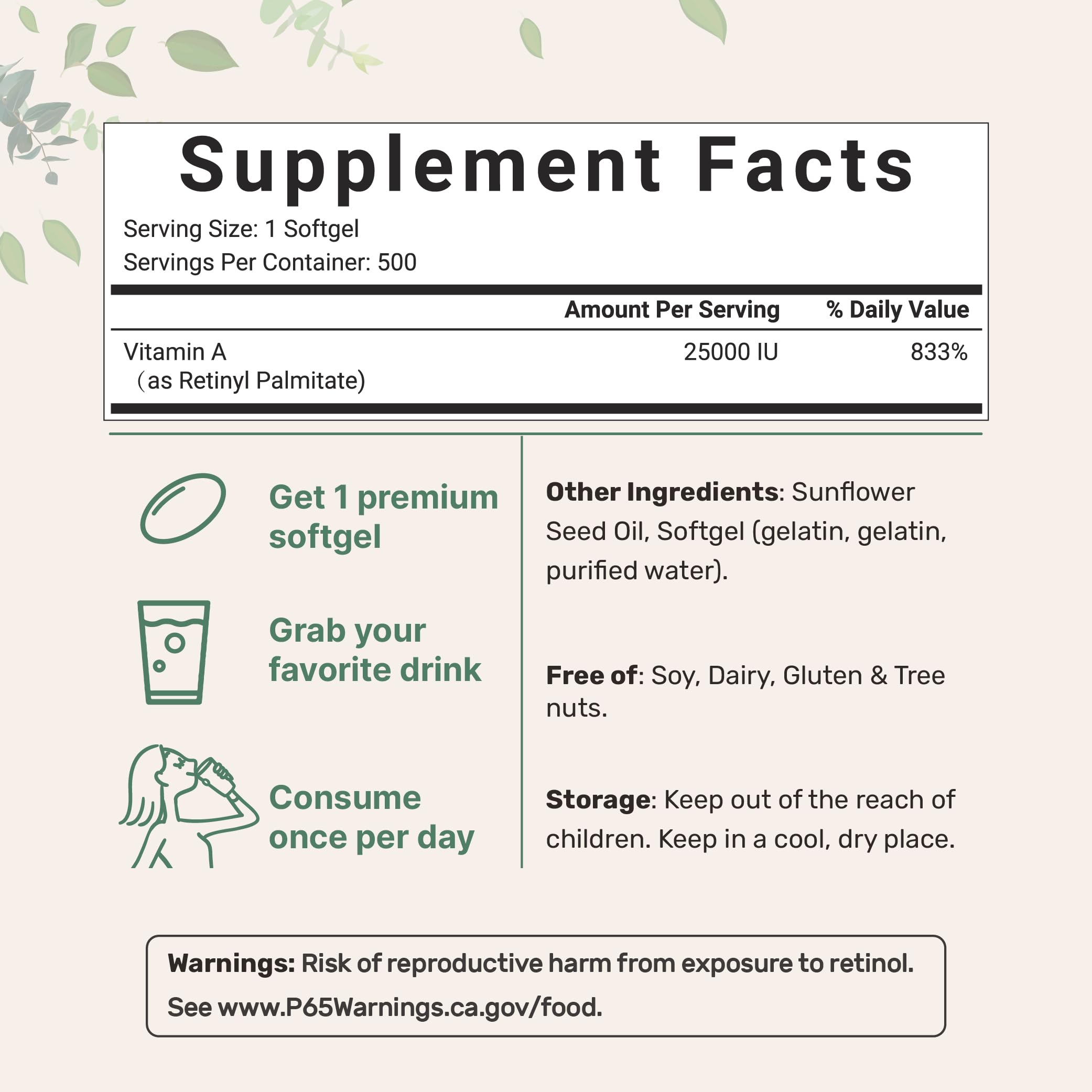 Close-up of coconut oil-infused vitamin A softgels by Micro Ingredients.
