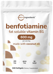 Micro Ingredients Vitamin B1 Benfotiamine softgels bottle for easy daily supplementation