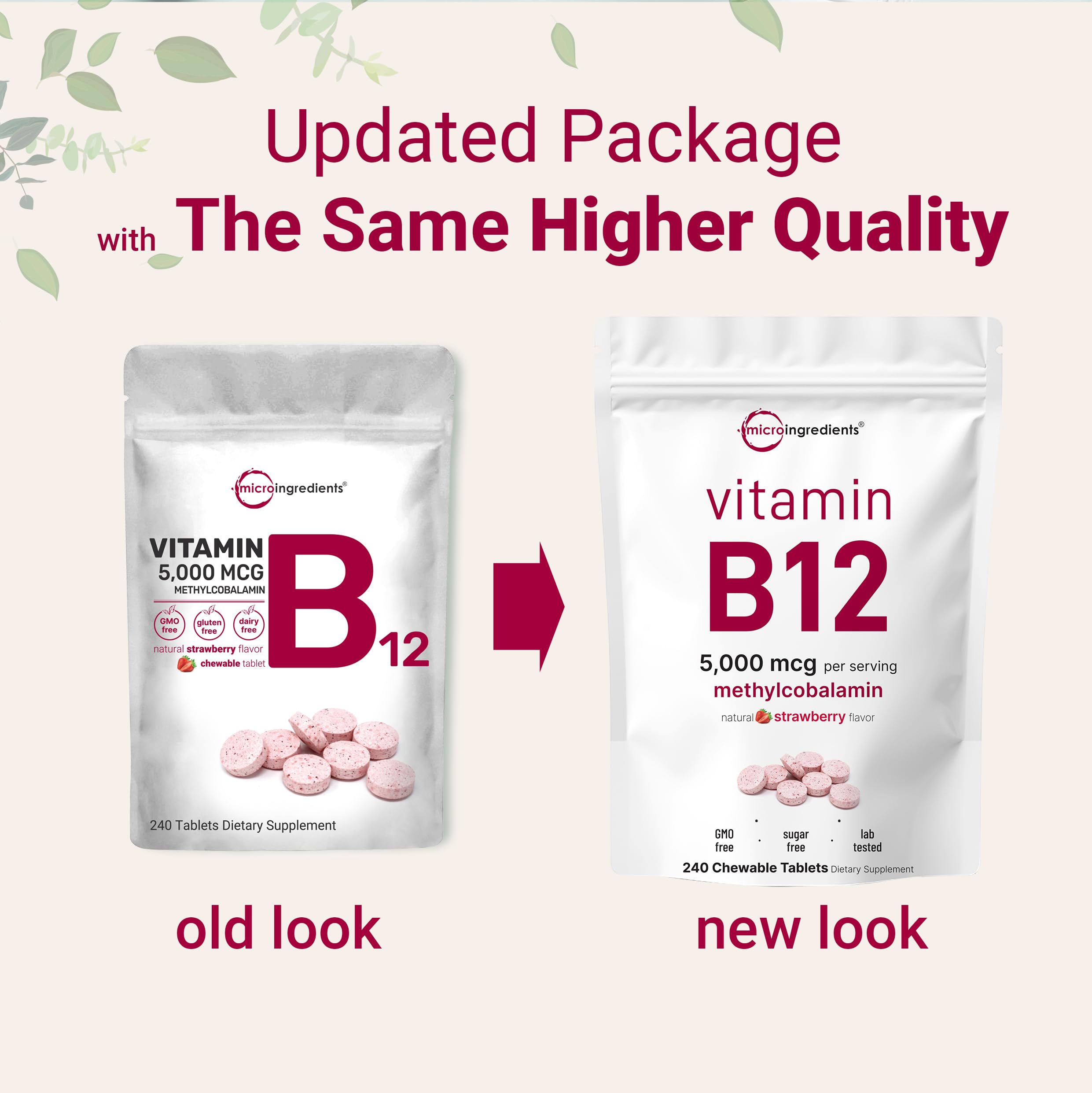 Micro Ingredients Vitamin B12 fast-dissolve chewable with strawberry flavor for quick use