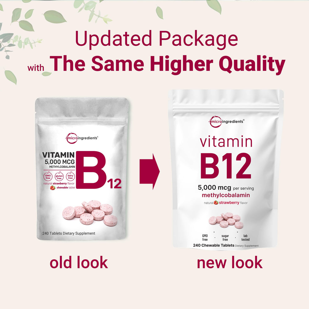 Micro Ingredients Vitamin B12 fast-dissolve chewable with strawberry flavor for quick use