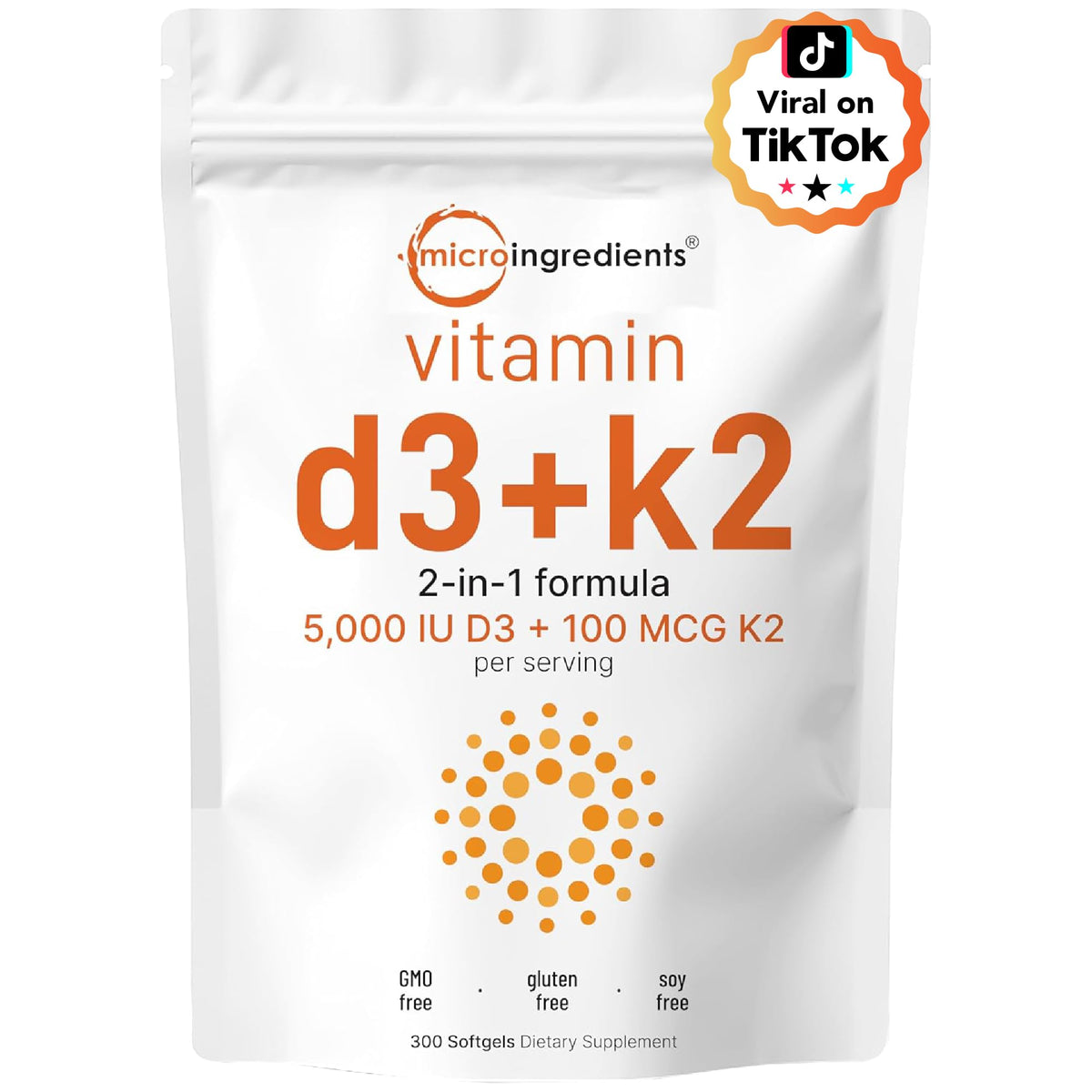 Micro Ingredients Vitamin D3 K2 bottle-front for daily wellness