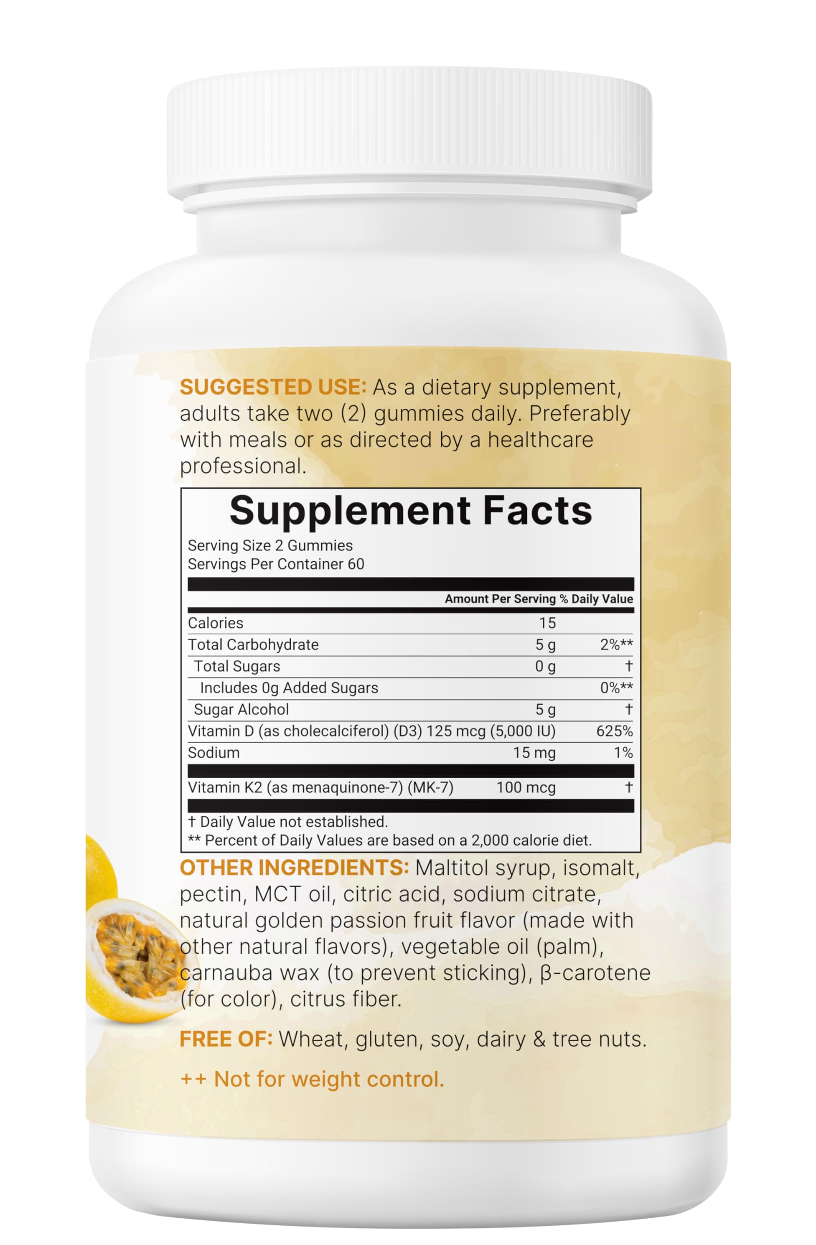 Micro Ingredients Vitamin D3 K2 Gummies non-GMO and gluten-free badge visible