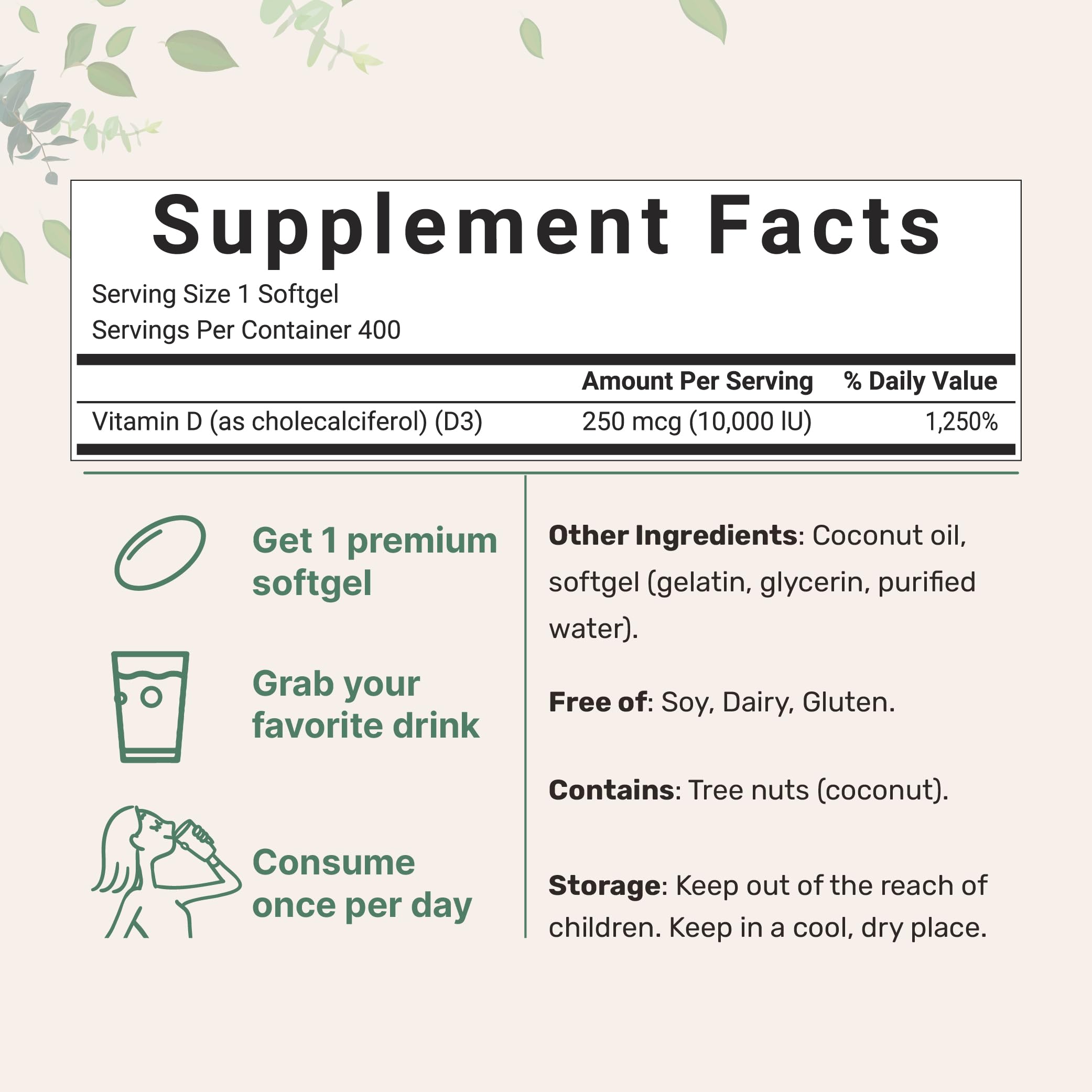 Micro Ingredients Vitamin D3 softgels in virgin coconut oil for enhanced absorption.
