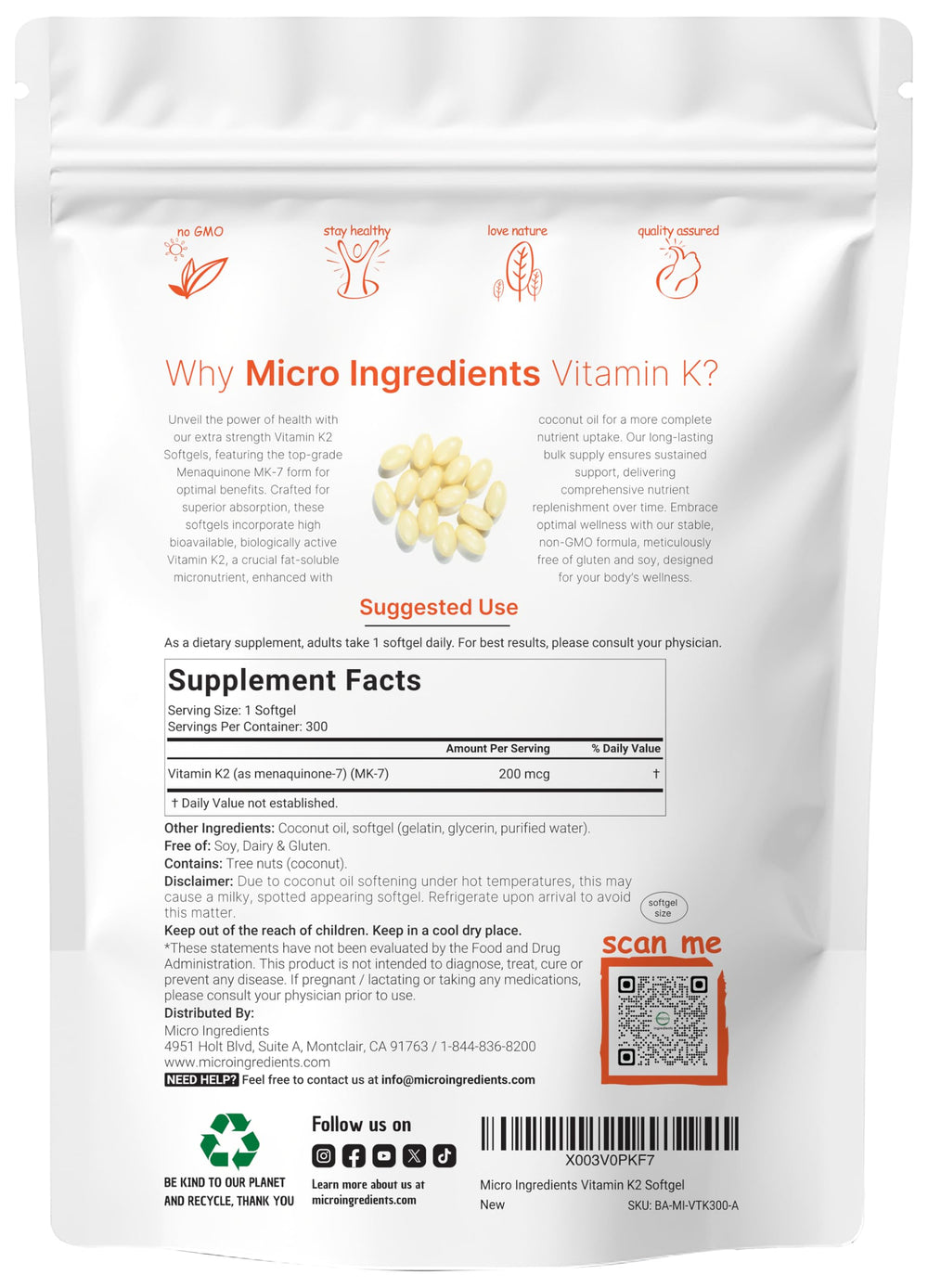 Closeup shows MK-7 label and 200 mcg dose for steady replenishment.
