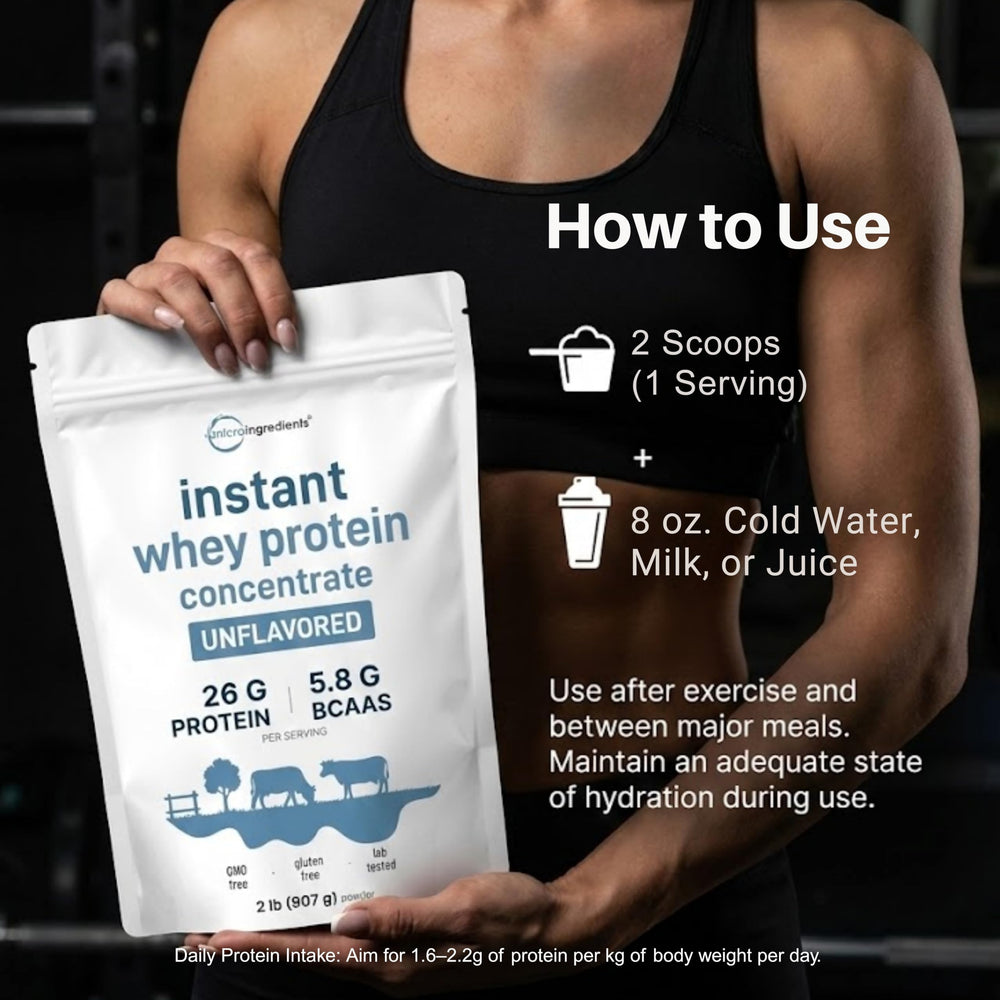 Micro Ingredients whey powder dissolves easily with minimal clumps in water.