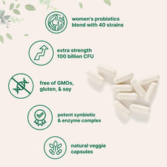 Label shows 40 strains for diverse gut and vaginal balance.