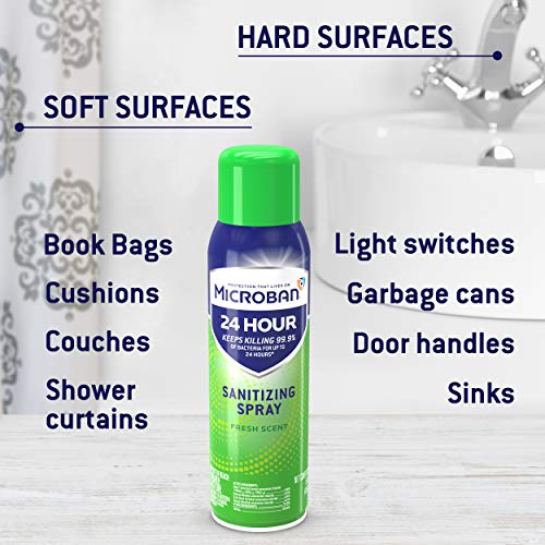 Microban 24 Hour Sanitizing Spray with fresh scent for everyday use