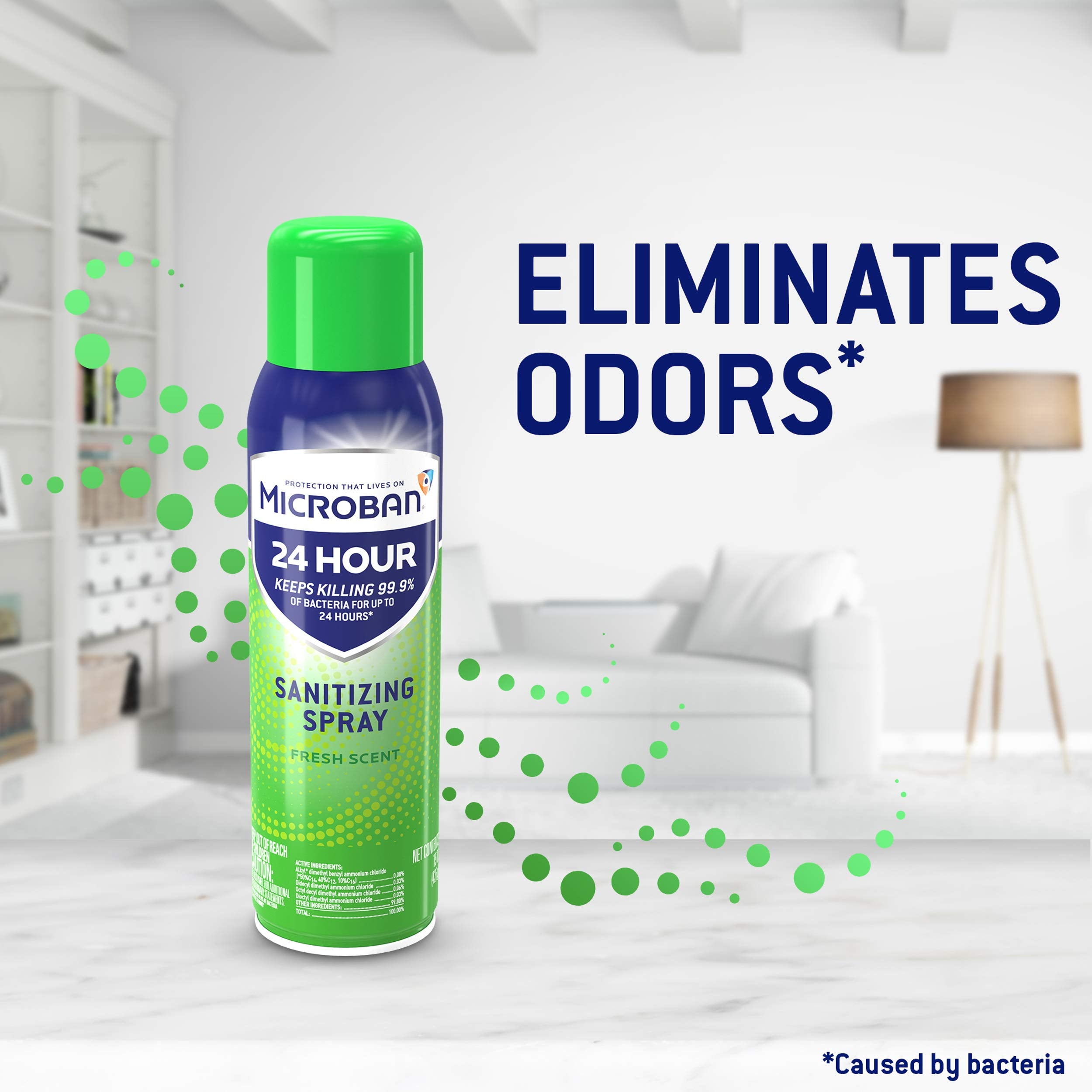 Microban 24 Hour Sanitizing Spray on kitchen counter for hygienic meals