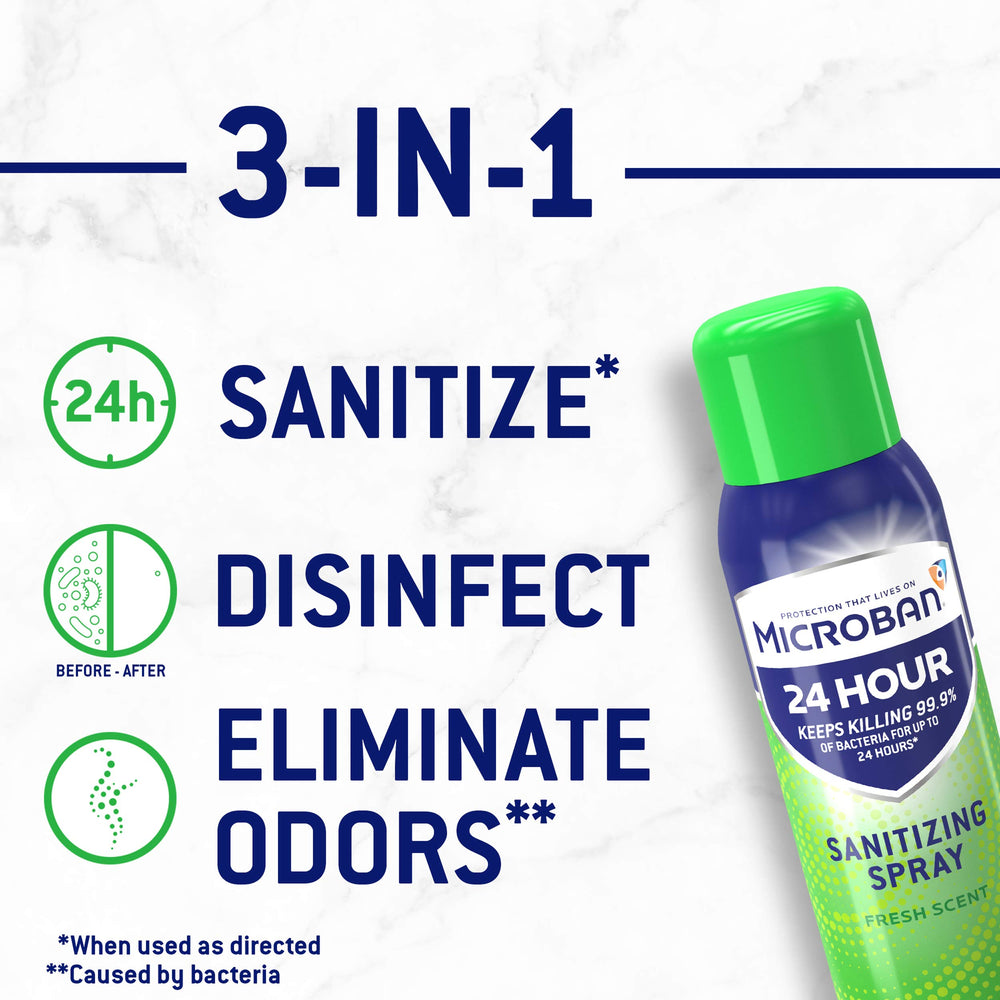 Microban 24 Hour Sanitizing Spray on fabric cushions for odor elimination