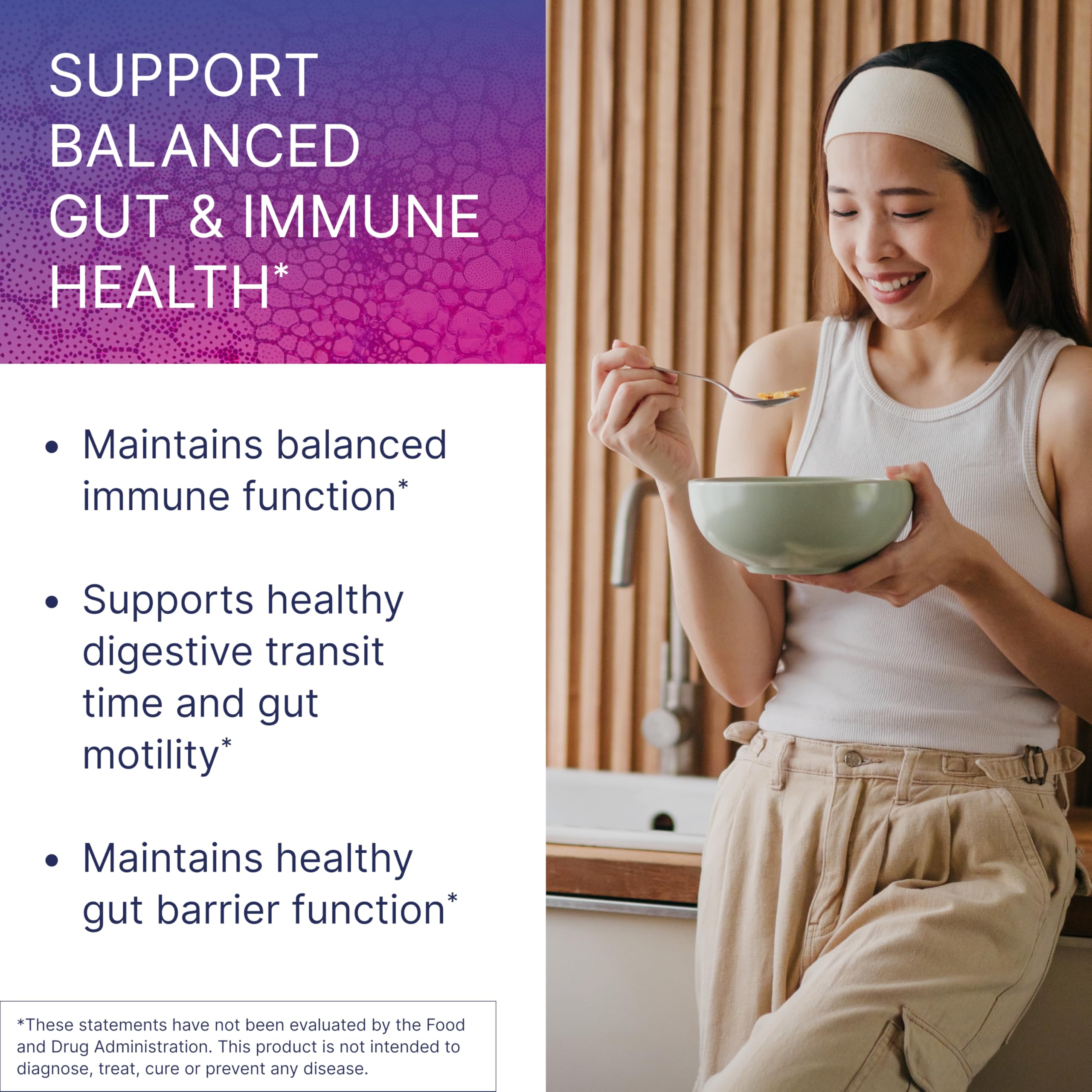 Close-up of HU58 bottle label highlighting 10 billion CFU for digestion.