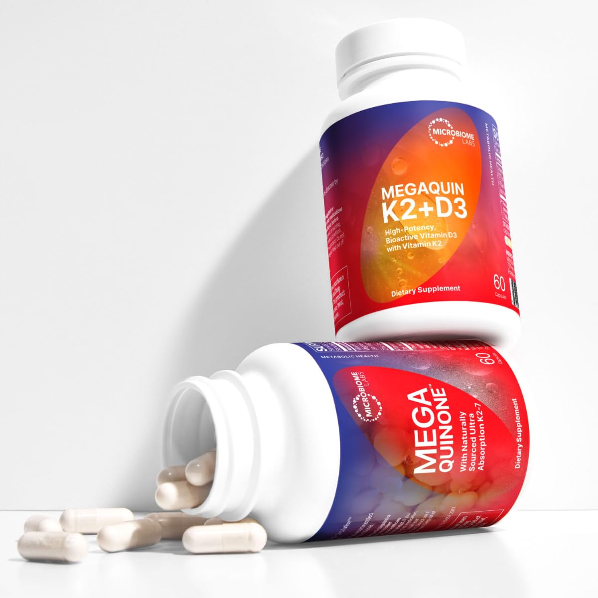 MegaQuin D3 K2 label highlighting natural fermentation MK-7 for bioavailability