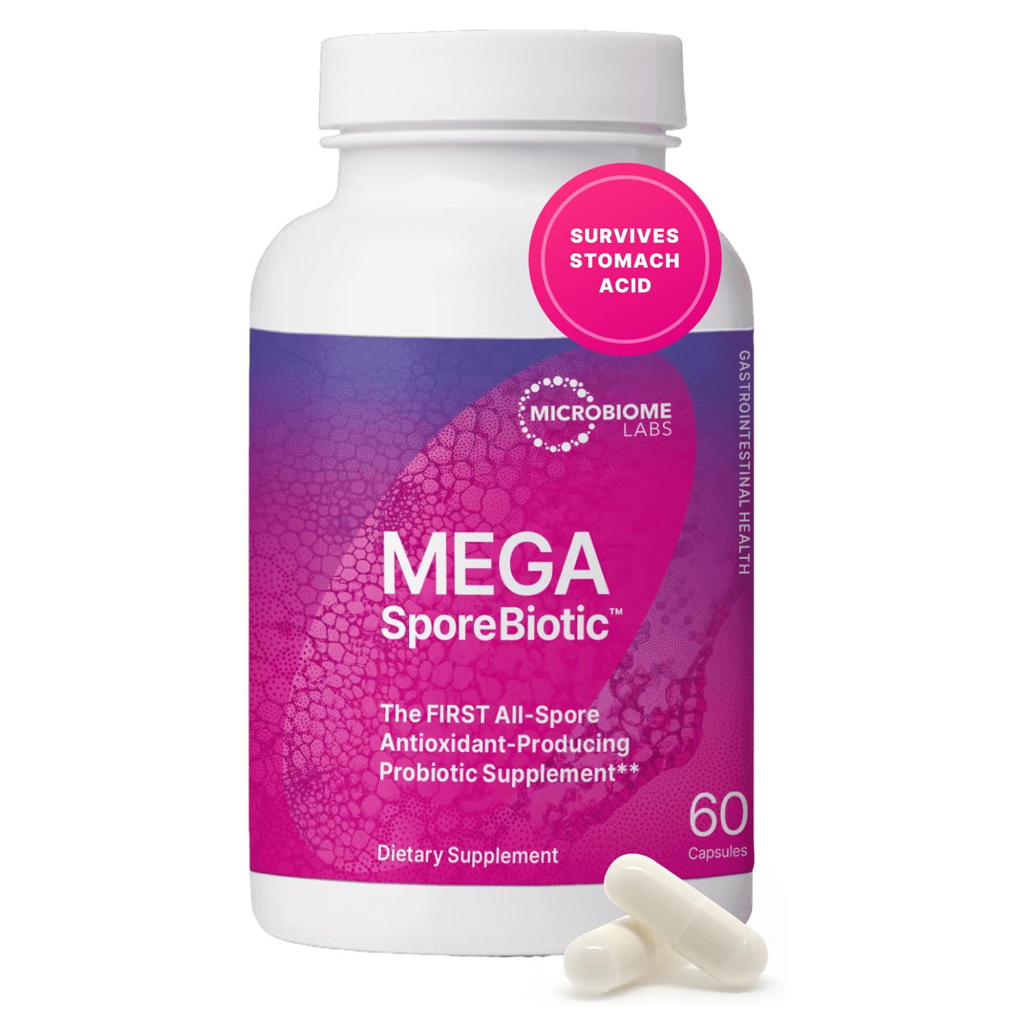 Microbiome Labs MegaSporeBiotic bottle promotes easy gut health on the go