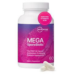 Microbiome Labs MegaSporeBiotic bottle promotes easy gut health on the go