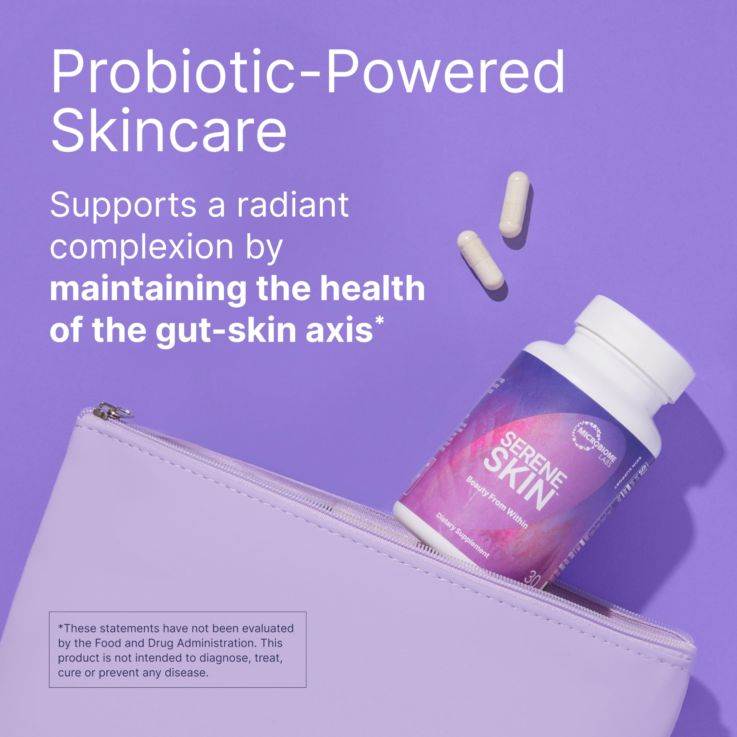 Microbiome Labs SereneSkin citrus polyphenols scene hints at radiant skin support.